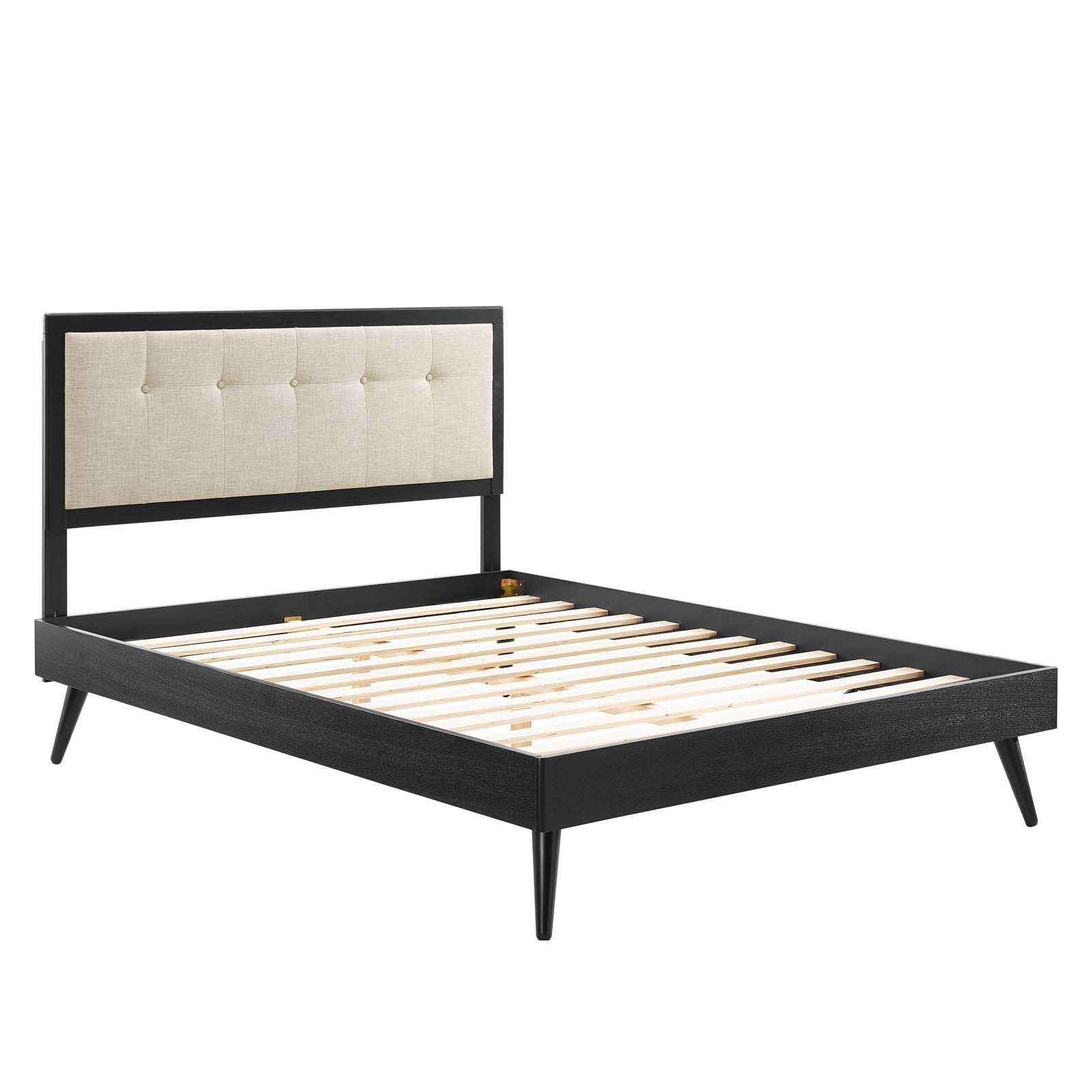 Stylish Willow Wood Platform Bed with Splayed Legs - Modern Bedroom Furniture for Home Decor | Perfect for Master Bedroom, Guest Room & Apartment Living