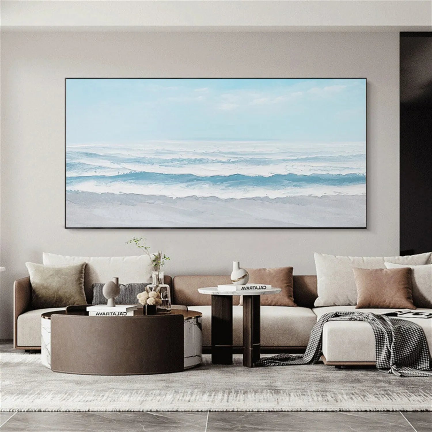 Ocean And Sky Painting #OS 186 - Handmade Canvas Wall Art for Home & Office Decor - Perfect for Living Room, Bedroom, or Office Wall Decor