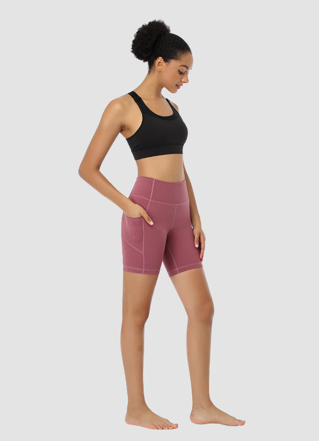 Newborn High Waist Bike Shorts 6 Inch - Rouge | Comfortable Baby Workout & Play Clothes for Active Toddlers