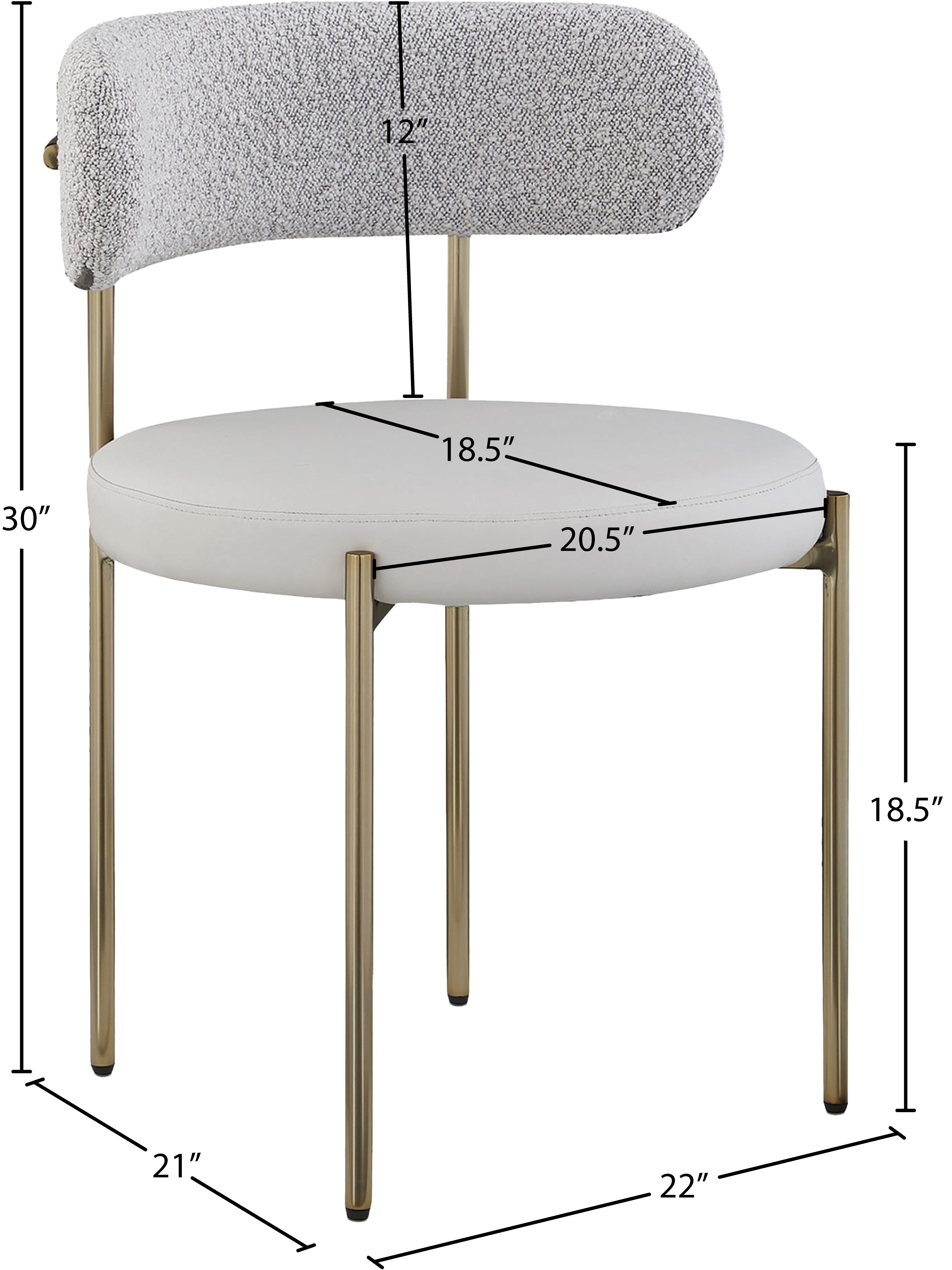 Vegan Leather & Boucle Fabric Dining Chair - Modern Comfortable Kitchen & Dining Room Seating for Home & Office Use