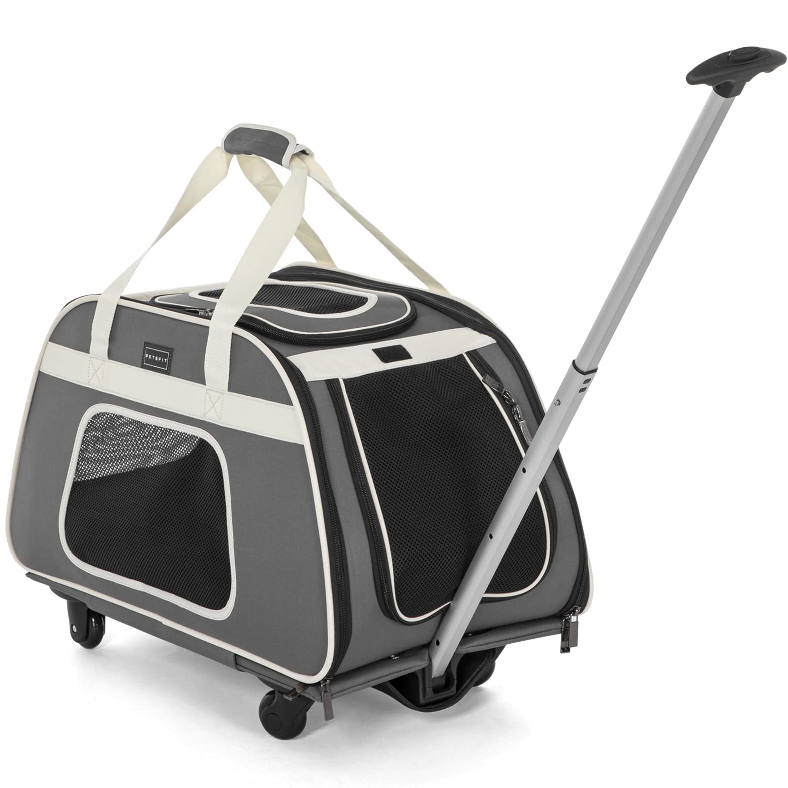Petsfit Pet Carrier with Removable Wheels - Lightweight Travel Dog & Cat Carrier for Airplane, Car, Vet Visits - Perfect for Small to Medium Pets