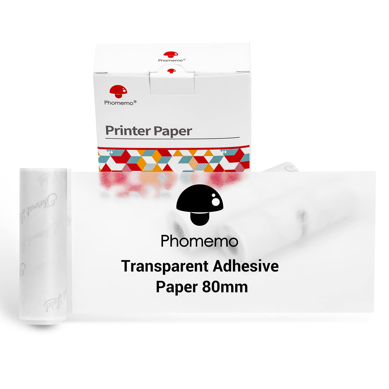 Phomemo 77mm Transparent Adhesive Thermal Sticker Paper - 3 Rolls for M03/M03AS/M04S/M04AS Sticky Note Printers | Black Text Printing | Ideal for Notes, Labels, Lists & DIY Stickers | Home, Office & Craft Use
