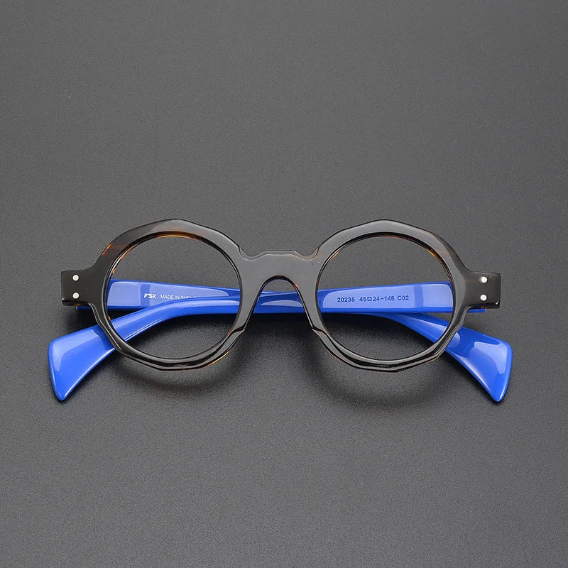 CCspace Unisex Full Rim Large Round Acetate Eyeglasses 57333 - Stylish & Lightweight Glasses for Men & Women - Perfect for Reading, Driving & Fashion Accessories