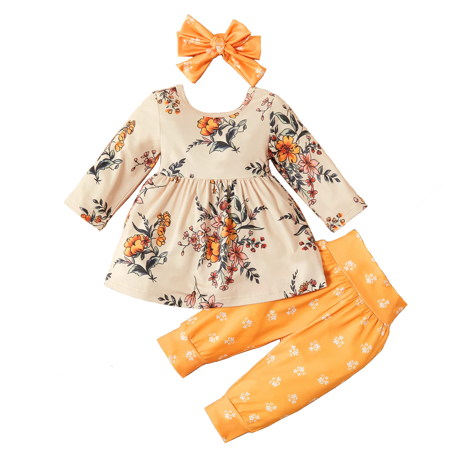 Weimuyan Newborn Baby Girl Clothes Set - Floral Print Outfits & Pants | Soft Cotton Infant Romper for 0-24 Months | Perfect for Photos, Parties & Daily Wear