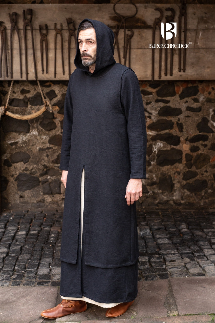 Tabard Thibaud Black - Premium Medieval Tunic for LARP, Cosplay & Renaissance Fairs | Authentic Historical Costume for Men & Women