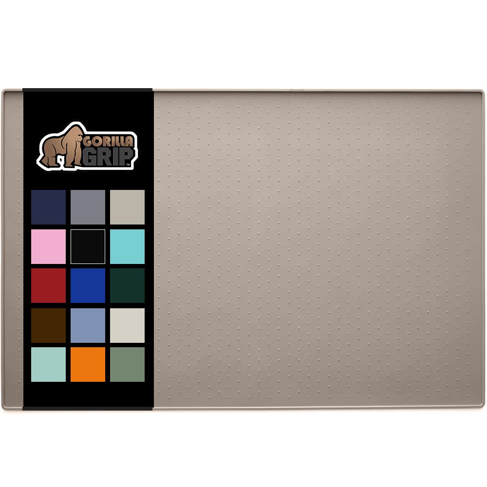 Gorilla Grip Silicone Pet Feeding Mat - Non-Slip Waterproof Dog & Cat Food Mat with Raised Edges to Contain Spills - 18.5x11.5 Beige Placemat Protects Floors - Perfect for Pet Bowls, Treats & Messy Eaters in Kitchen or Dining Area