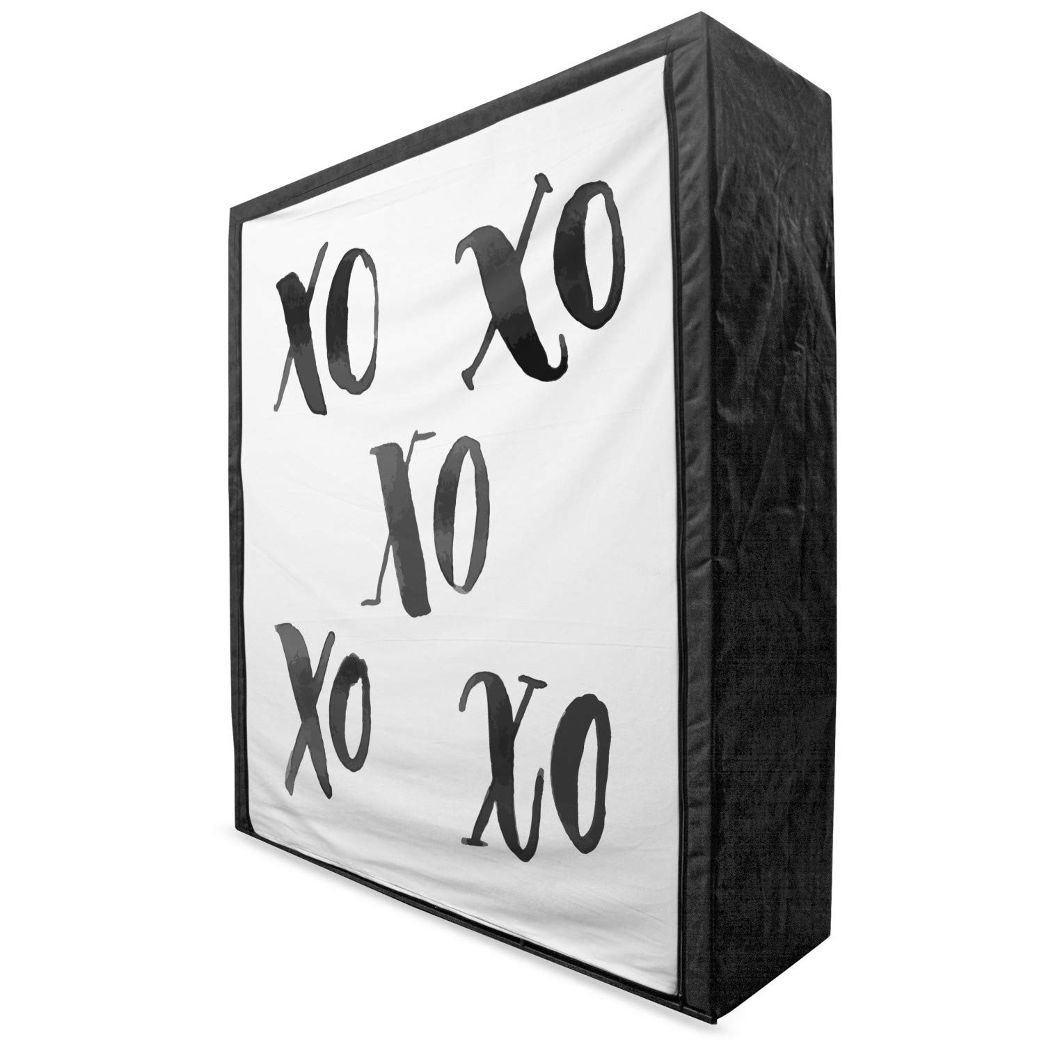 Ambesonne Xo Portable Fabric Wardrobe - Black and White Calligraphy Romance Print Clothing Organizer with Shelves, 59