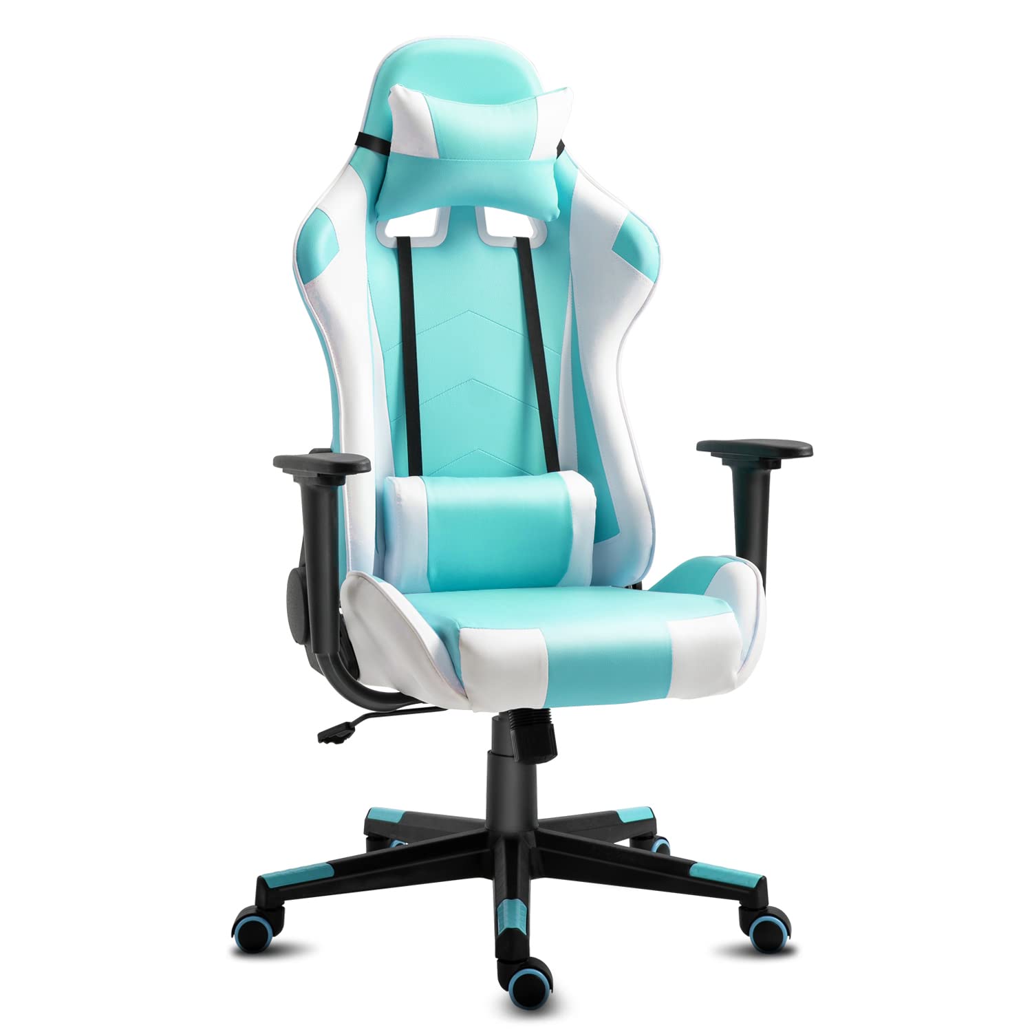 Modern-Depo Ergonomic High-Back Swivel Gaming Chair with Lumbar Support & Headrest - Adjustable Height Office Desk Chair for PC Gaming & Work (Blue & White) - Perfect for Home Office, Gaming Setup & Workstation Comfort