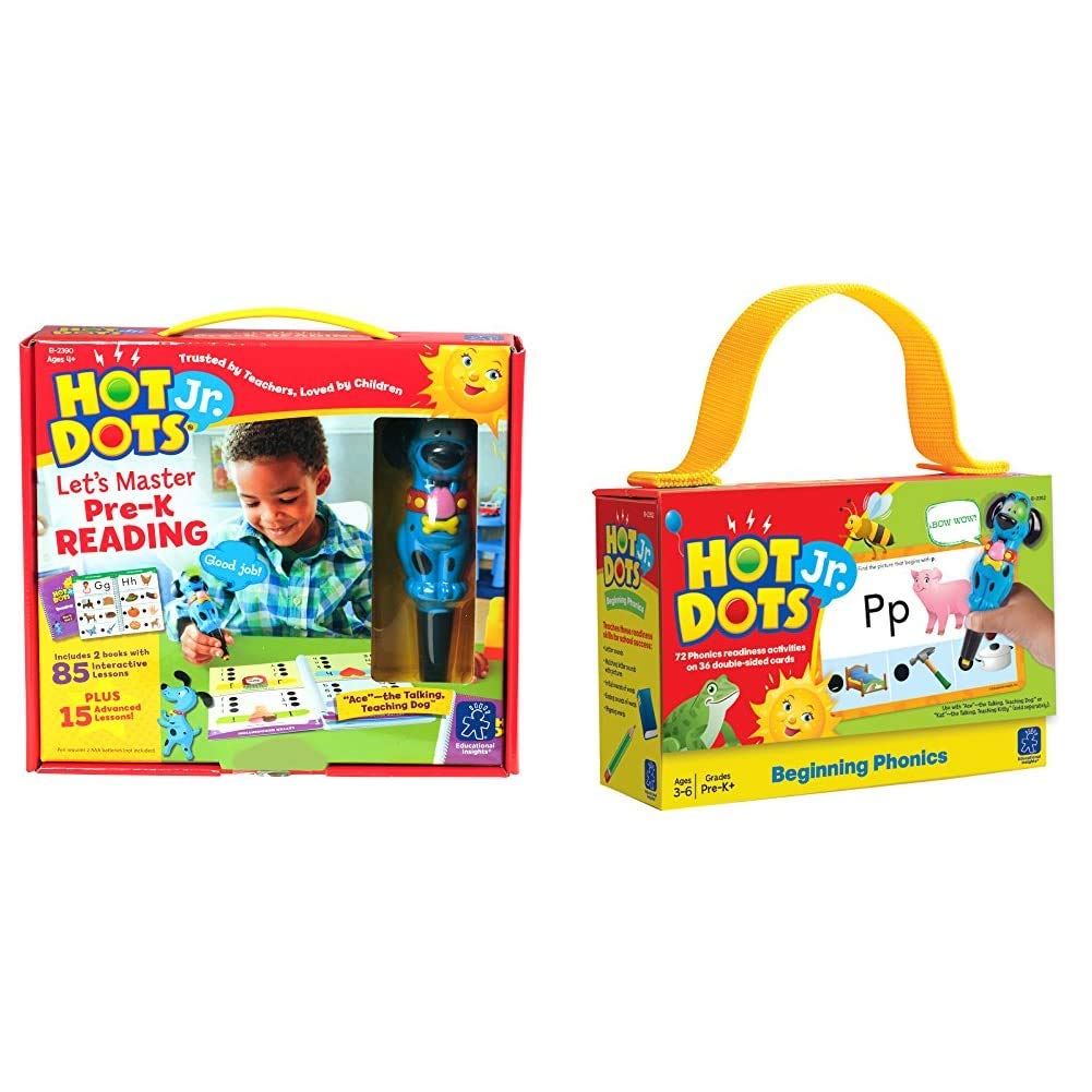 Hot Dots Jr. Pre-K Reading Set with Interactive Pen & Phonics Cards - Preschool Learning Activities for Home & Classroom