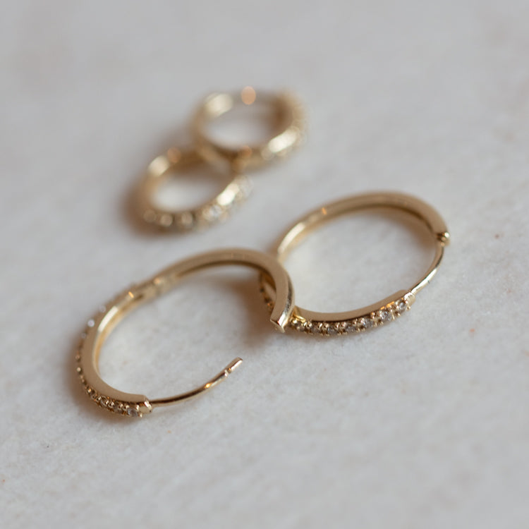 14K Solid Gold Diamond Hoop Earrings for Women - Classic Elegant Dangle Hoops for Everyday Wear, Parties & Special Occasions