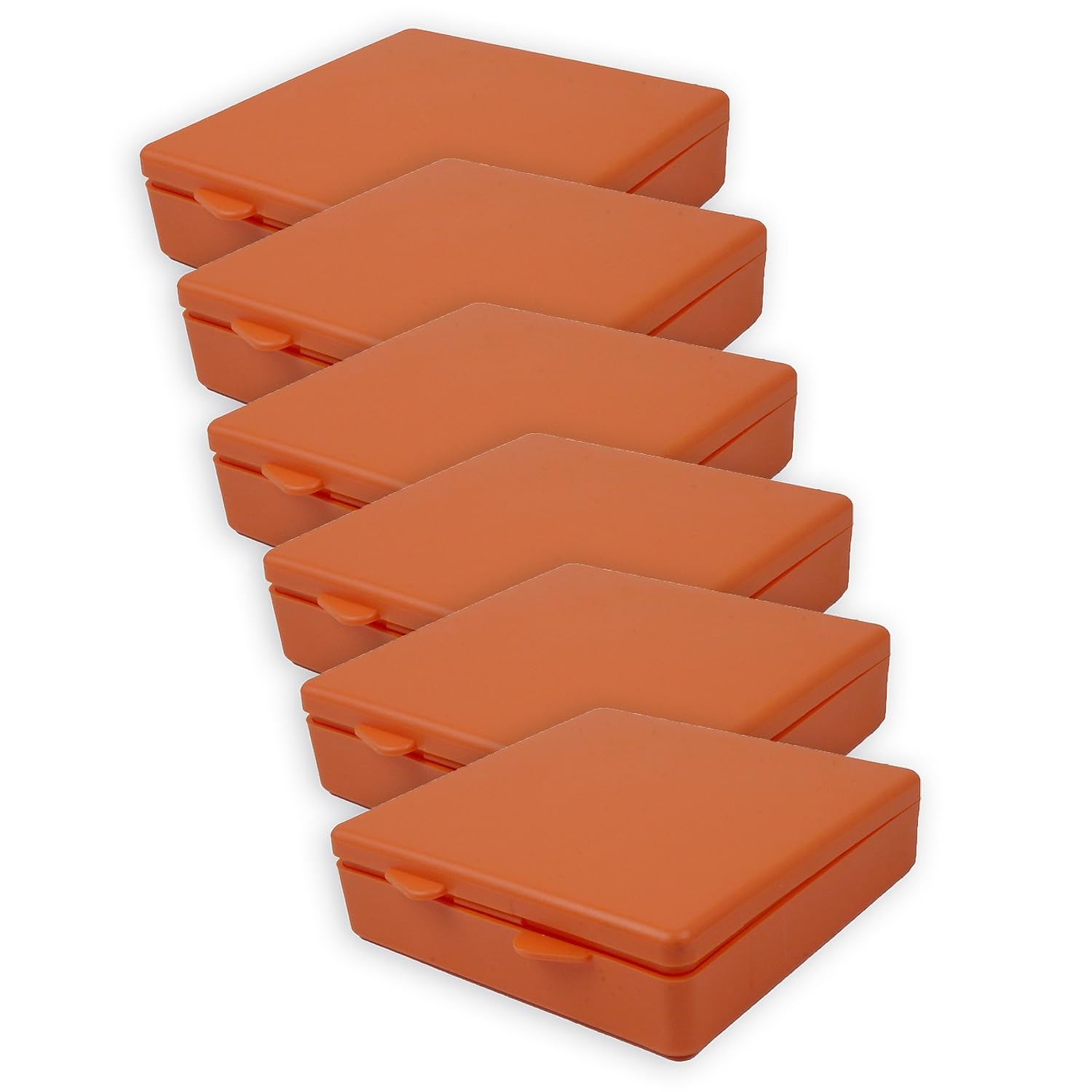 Romanoff Micro Box Set - 6 Pack Orange Plastic Storage Containers for Organizing Small Items | Perfect for Crafts, Office Supplies, Jewelry & DIY Projects