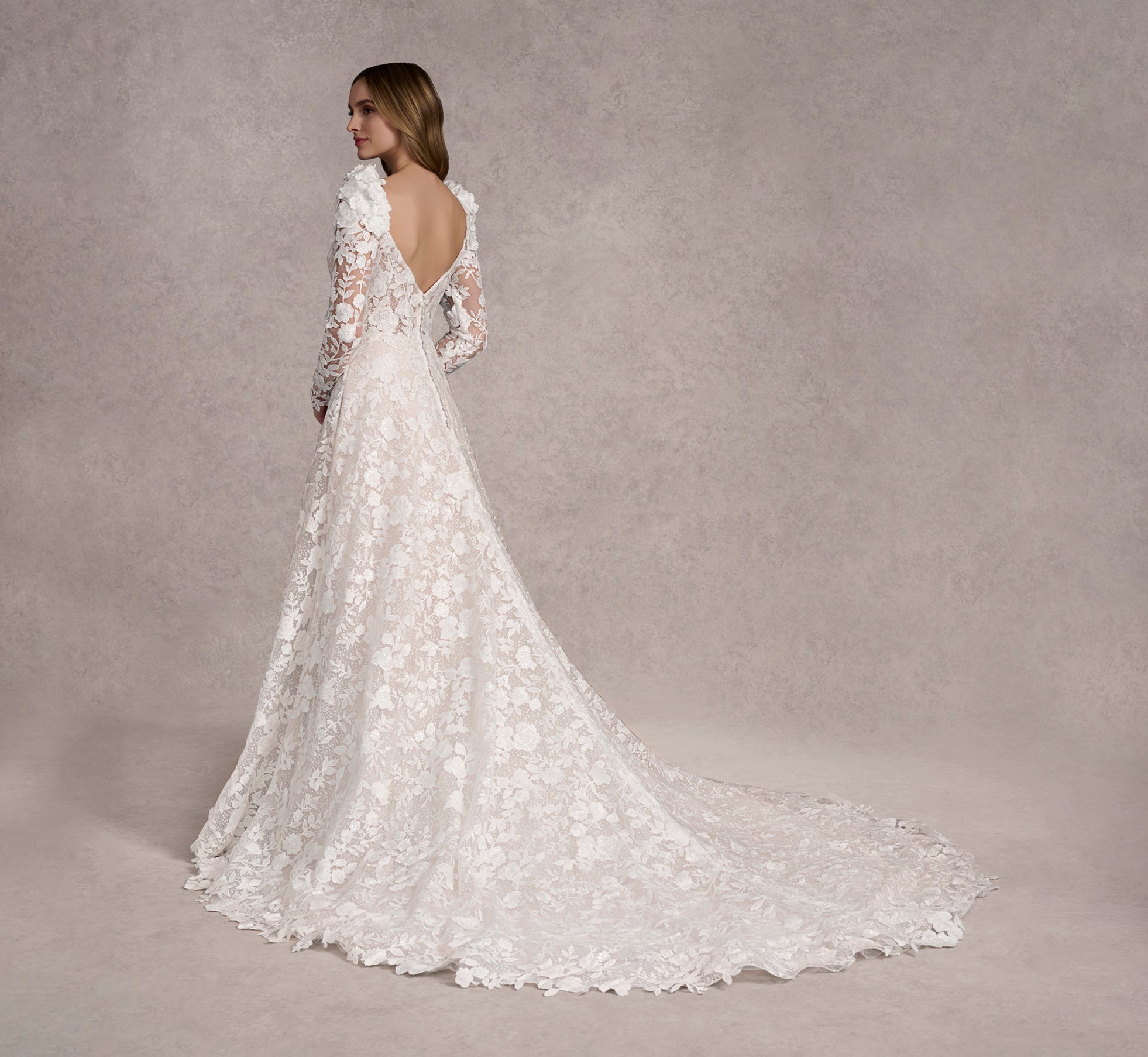 Elegant Allover Lace Long Sleeve Blouse in Ivory & Almond Colors - Perfect for Weddings, Parties, and Formal Occasions