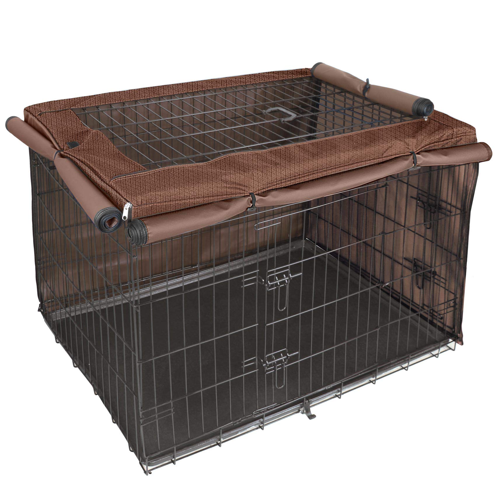 Heavy Duty Dog Crate Cover for 24 30 36 42 48 Inch Wire Cages - Breathable Lattice Kennel Cover Fits 1/2/3 Door Metal Crates - Perfect for Home, Travel & Vet Visits