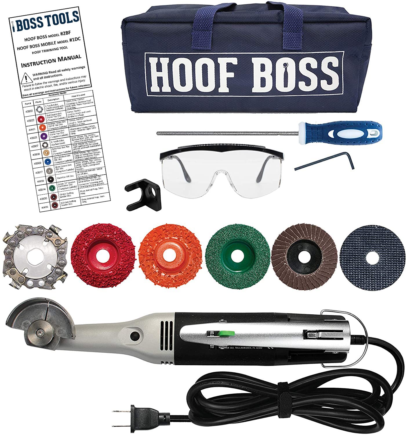 Hoof Boss - Professional Electric Horse Hoof Trimmer Kit 110V with Grinder Discs & Accessories - Complete Farrier Tools for Hoof Care & Maintenance - Perfect for Stable, Ranch & Equine Grooming