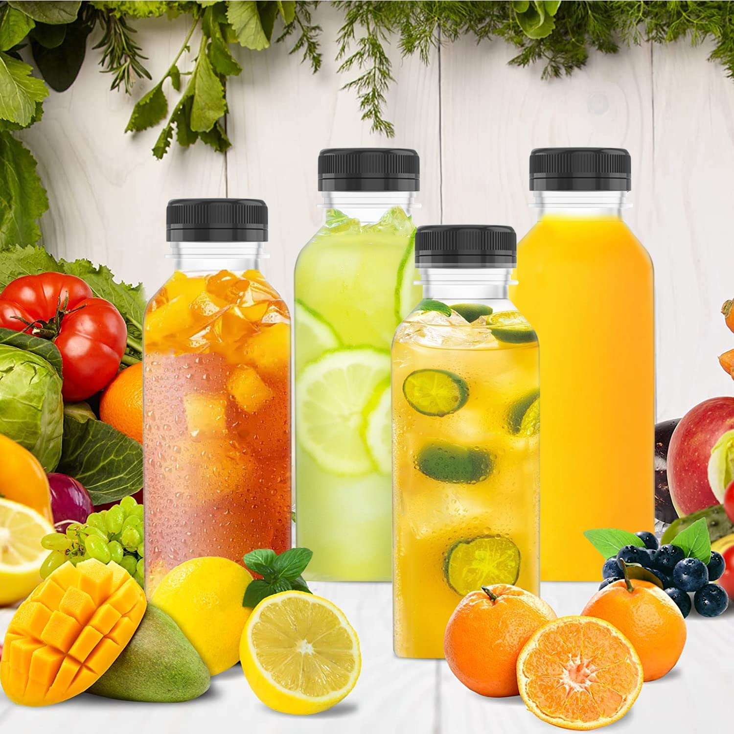 Goiio 3-Pack 17oz Clear Plastic Juice Bottles with Tamper-Proof Lids - Empty BPA-Free Drink Containers for Juice, Milk, Smoothies & Beverages - Perfect for Home, Restaurant, Cafe & Meal Prep Storage