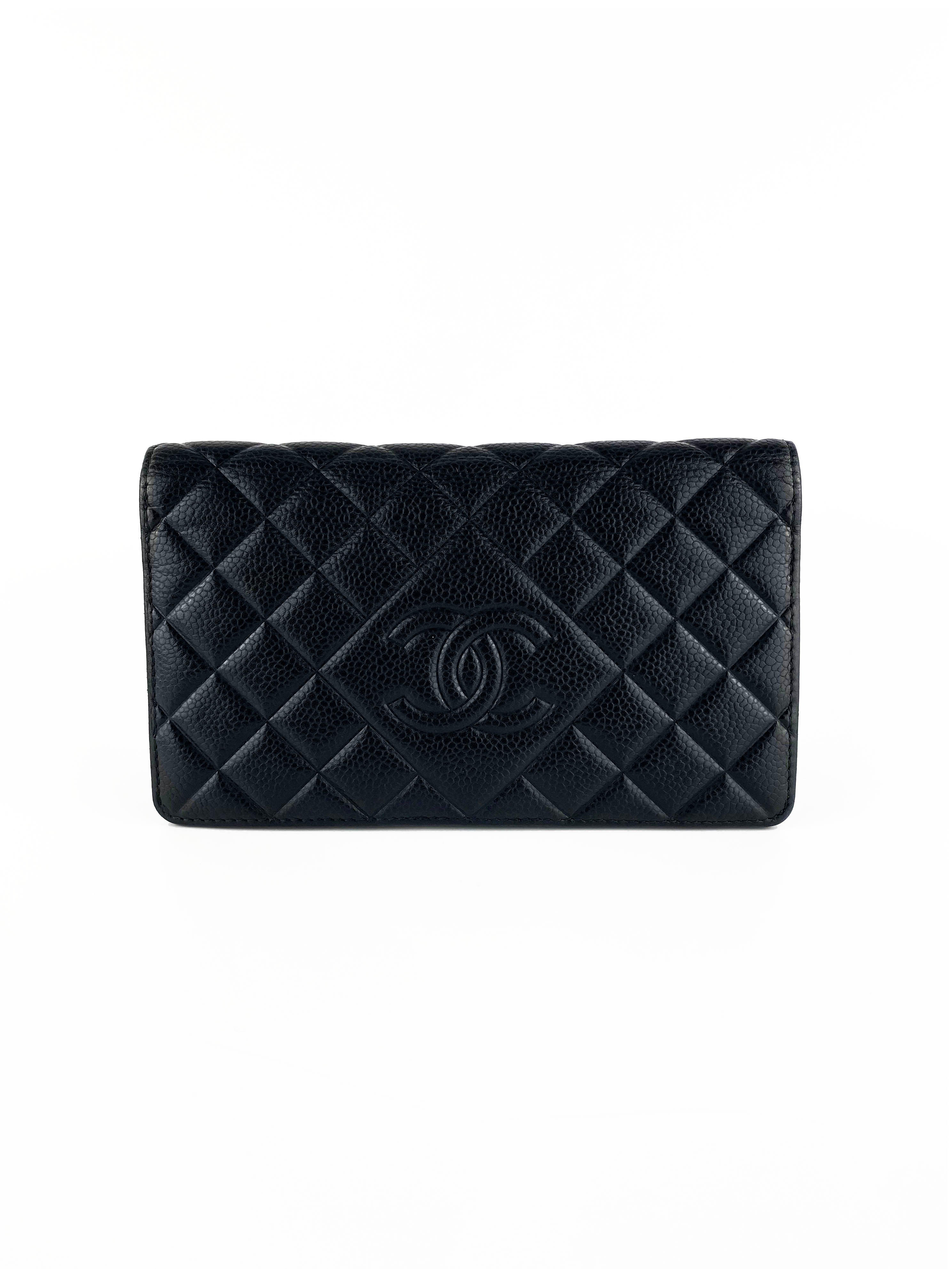 Chanel Black Long Caviar Leather Wallet for Women | Luxury Designer Card Holder & Money Organizer | Perfect for Everyday Use, Travel & Special Occasions