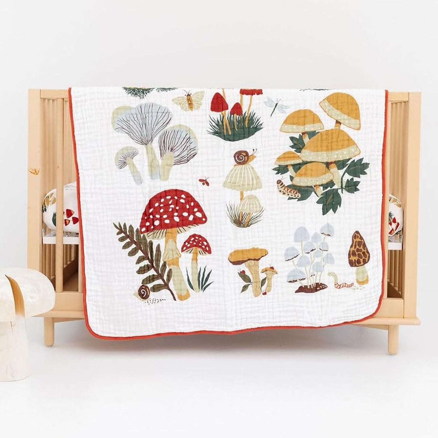 Soft & Breathable Cotton Muslin Reversible Baby Quilt - Lightweight Blanket for Nursery, Swaddle, Stroller & Toddler Bed - Machine Washable (Multiple Colors)