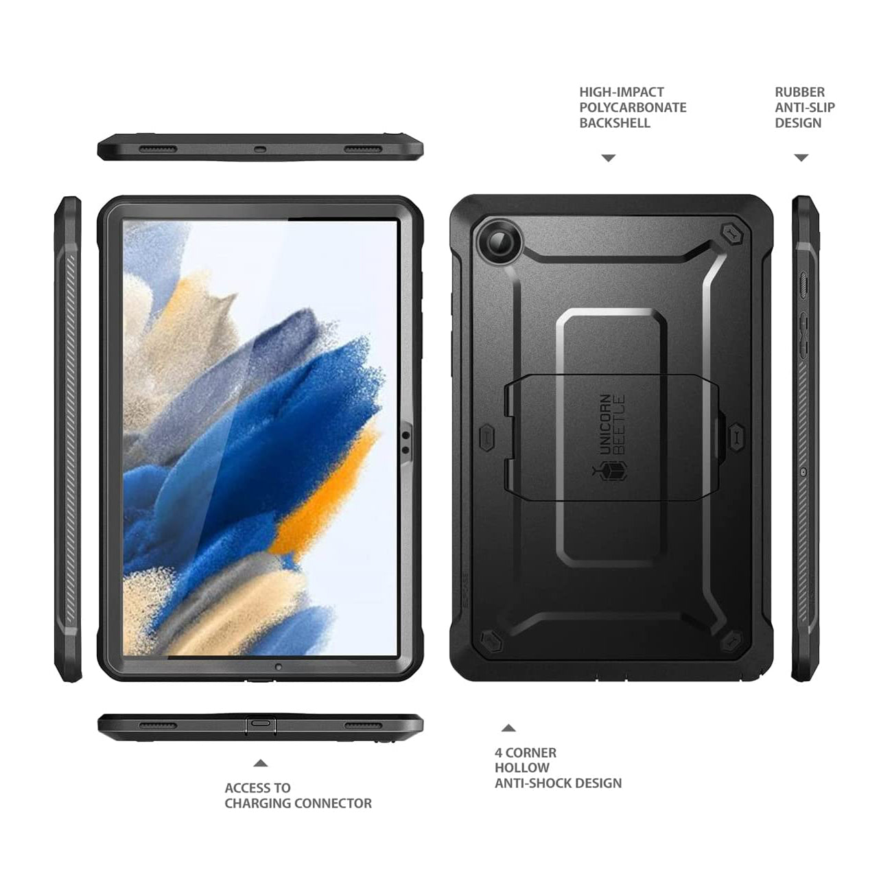 Samsung Galaxy Tab A8 10.5 Inch Tablet Case (2022 Model) - Unicorn Beetle Pro Rugged Full Body Protective Cover in Black - Perfect for Kids, Travel & Outdoor Use