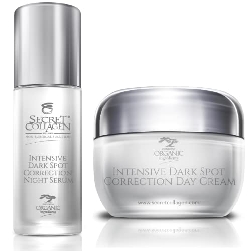 Secret Collagen Intensive Dark Spot Remover Day & Night Cream - Brightening Treatment for Hyperpigmentation, Acne Scars & Sun Spots | Skin Repair & Even Tone | Perfect for Daily Skincare Routine & Post-Acne Care