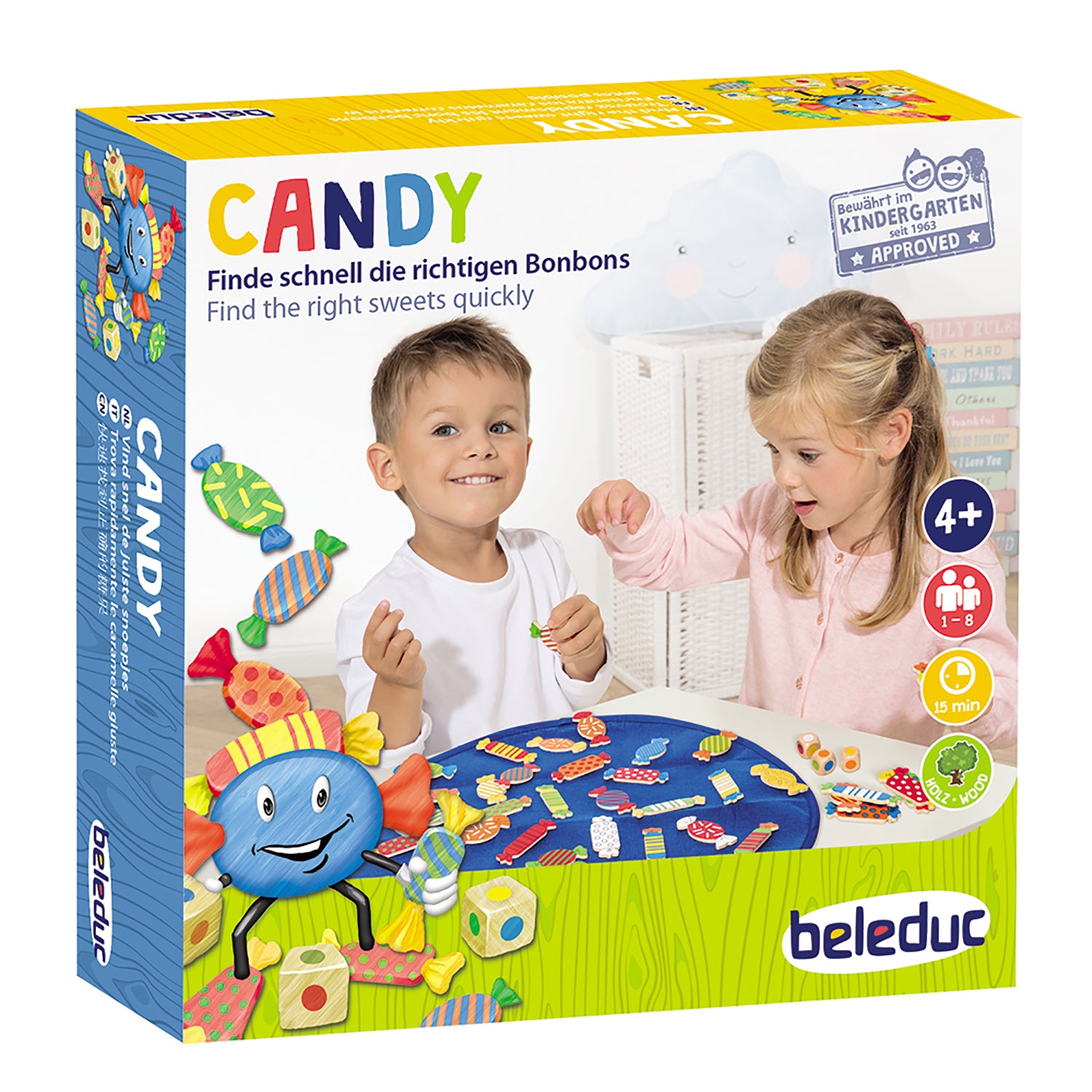 Beleduc Candy Game - Colorful Wooden Memory Matching Board Game for Kids | Fun Educational Toy for Preschool Learning & Family Game Night