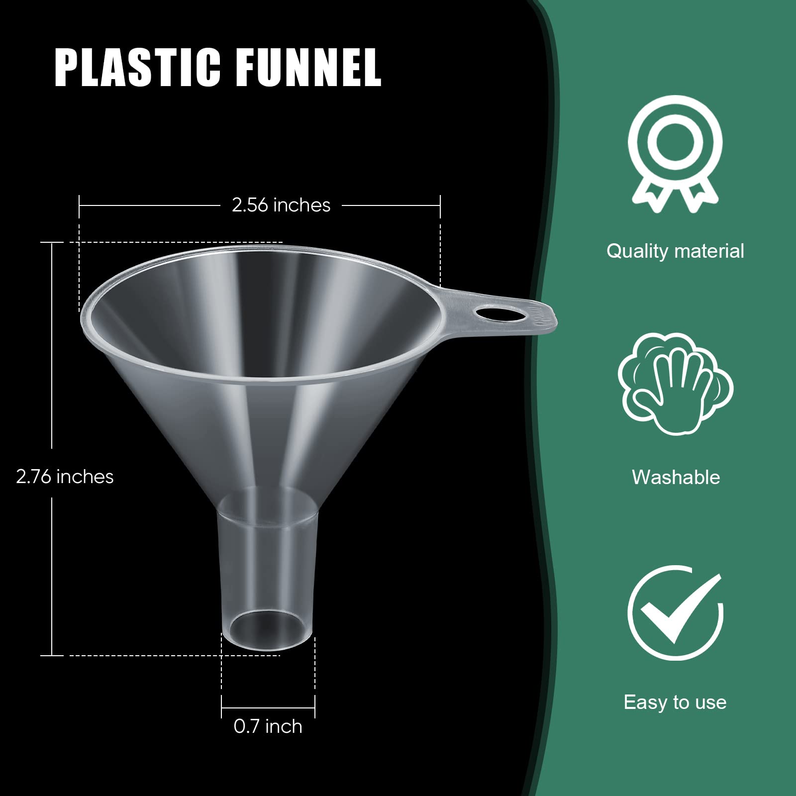 4 Pack Small Plastic Funnels - 2.56 Inch Clear Wide Mouth for Filling Water, Powder, Essential Oils & Perfumes - Perfect for Kitchen, Bathroom, Garage & DIY Projects