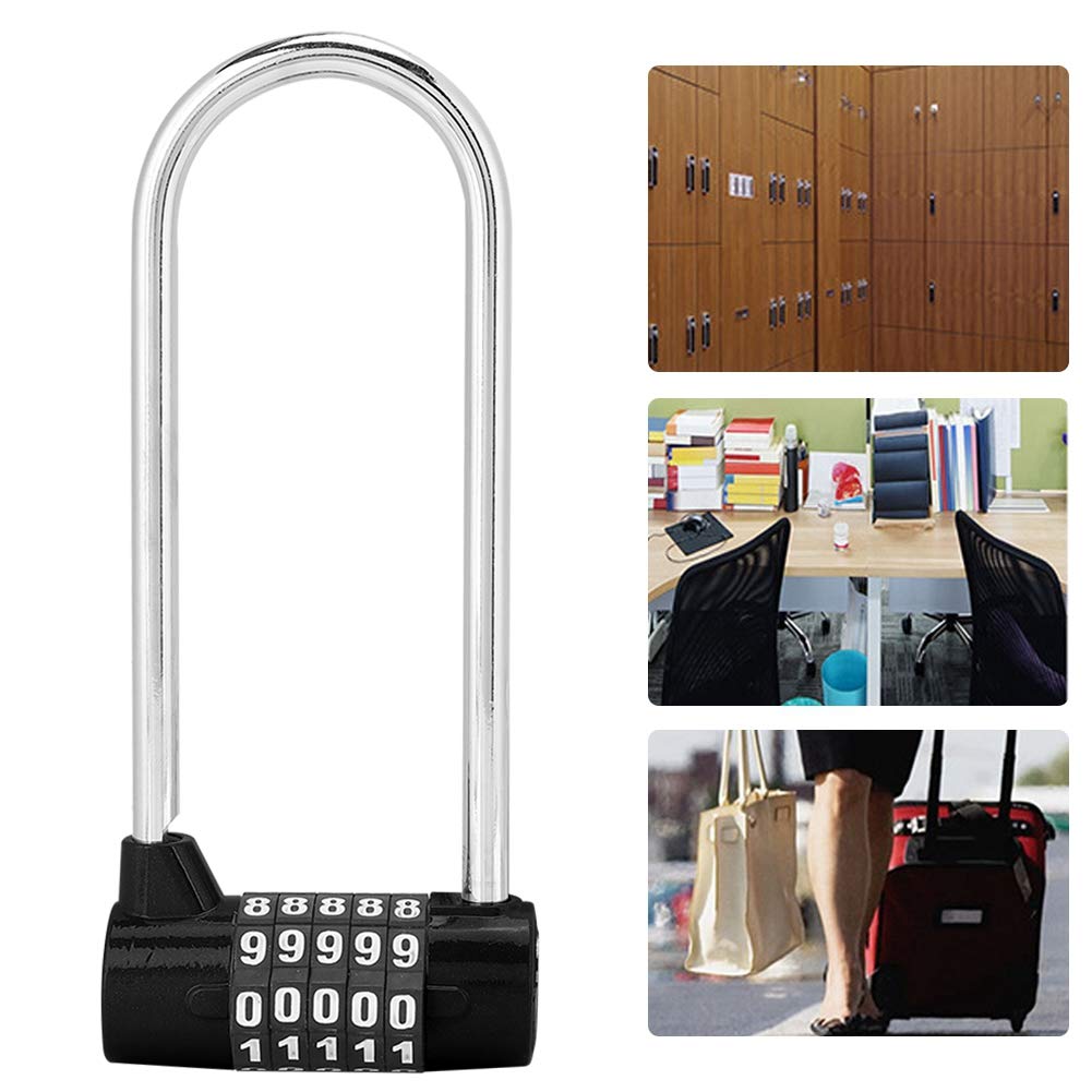 **Sonew 5-Digit Resettable Combination Padlock - Heavy Duty Alloy U-Shaped Security Lock for Gym, School, Cabinet, Locker & Storage (Black) - Ideal for Home, Office & Travel Use**