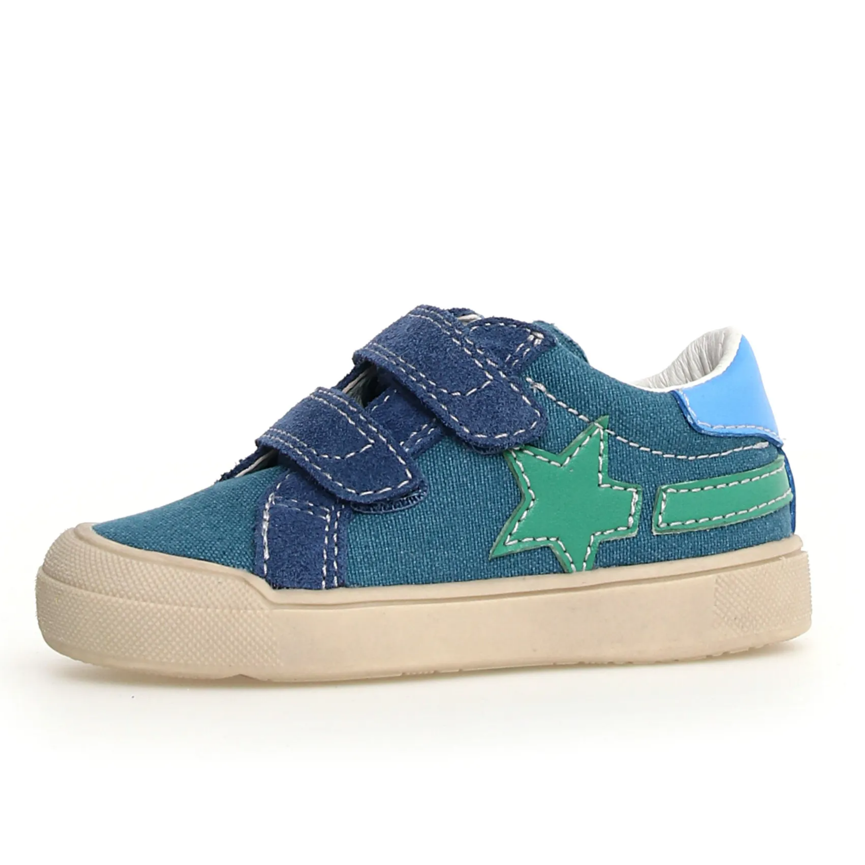 Naturino Boys' Singery Low VL Casual Sneakers - Green Denim Style | Perfect for School, Play & Everyday Wear