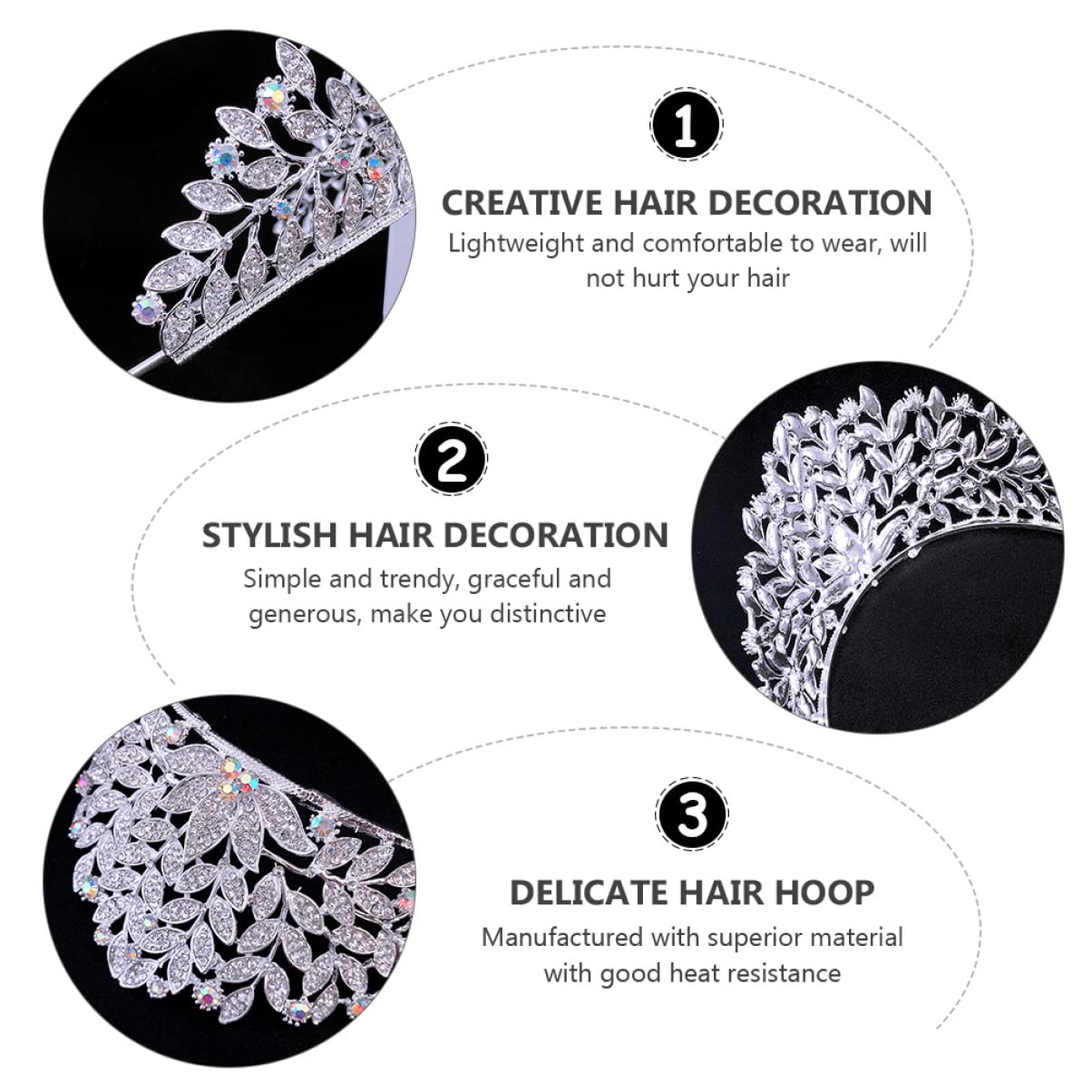 ABOOFAN 3-Piece Baroque Crown Tiara Set - Rhinestone Bridal Headpiece for Women, Wedding Headdress, Prom Queen Accessories with Alloy Rhinestones - Perfect for Bridal Showers, Pageants, and Special Occasions