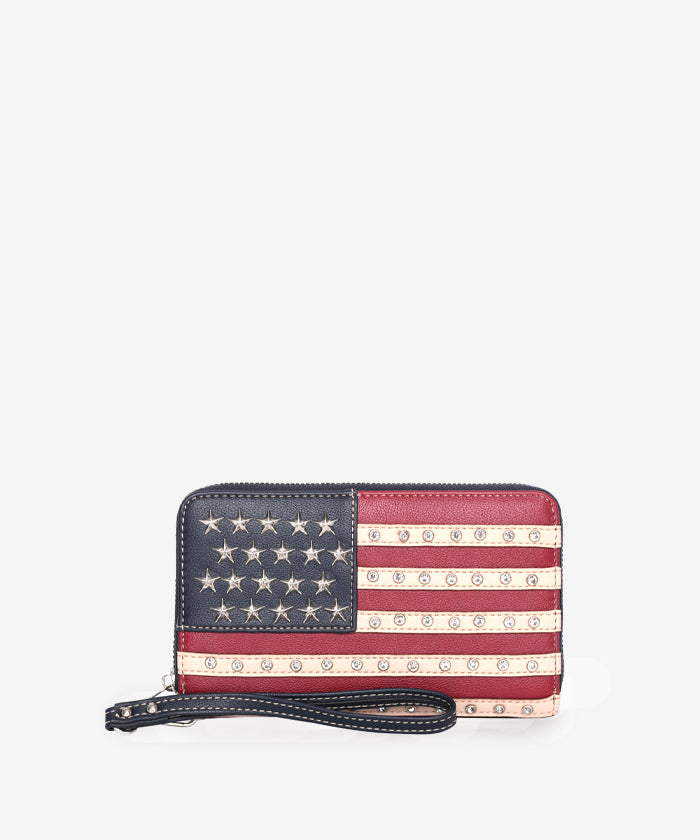 Montana West American Pride Patriotic Wallet for Women - Genuine Leather Bifold Wallet with RFID Protection - Perfect for Everyday Use, Travel & Gift Giving