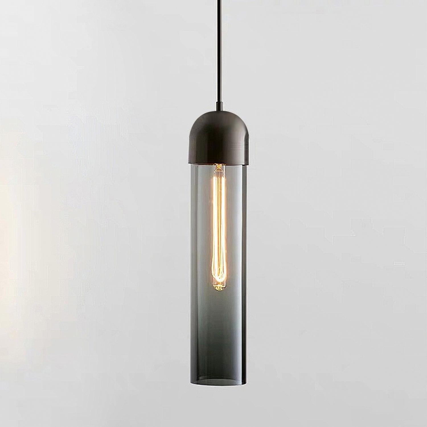 Modern Glass Cylindrical Pendant Light - Sleek Hanging Fixture for Kitchen Island, Dining Room & Bedroom Lighting