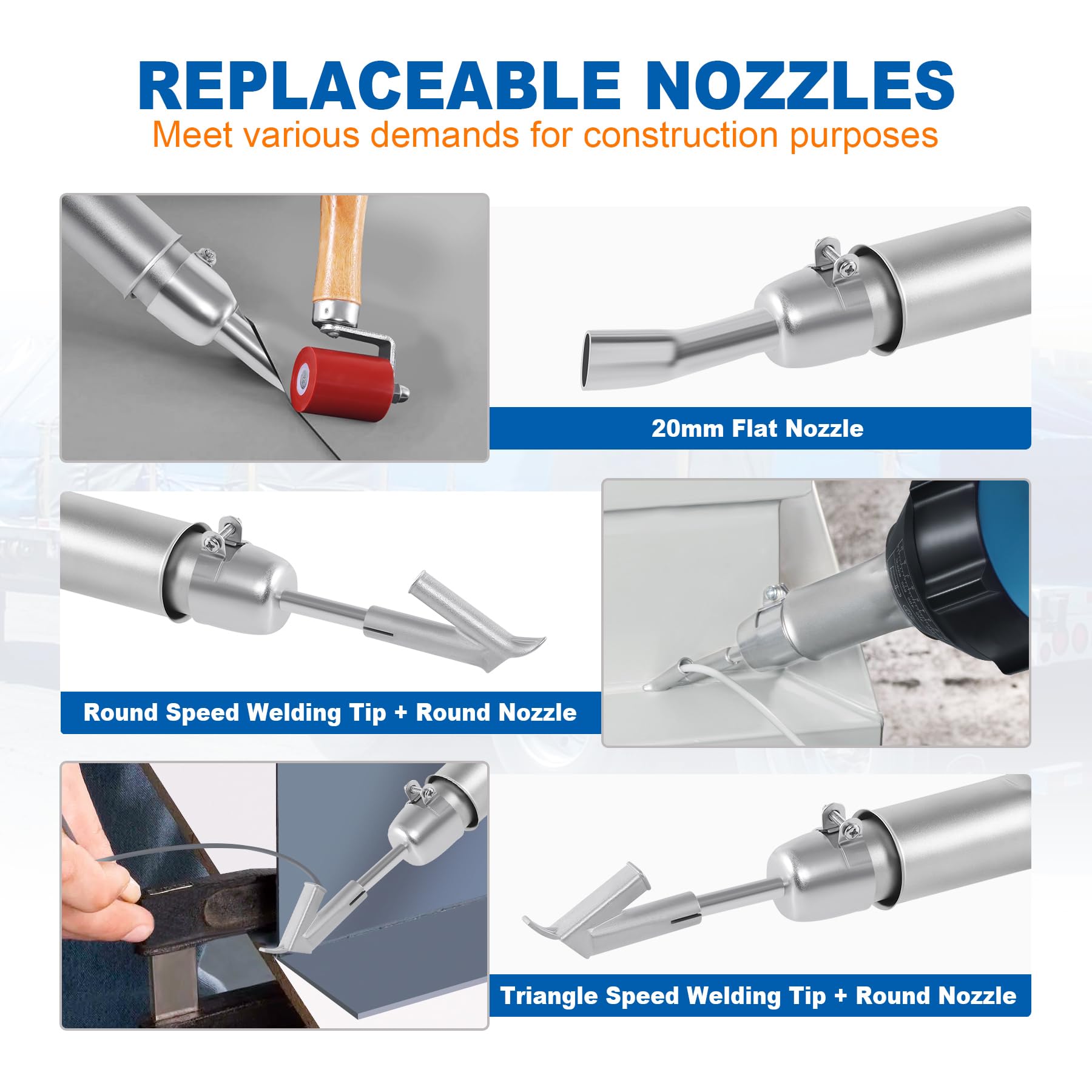 1500W Hot Air Plastic Welder Kit - Handheld Heat Gun for Vinyl, PVC, TPO Roofing & Plastic Welding with Multiple Nozzles | Perfect for DIY Repairs, Automotive, Marine & Construction Projects