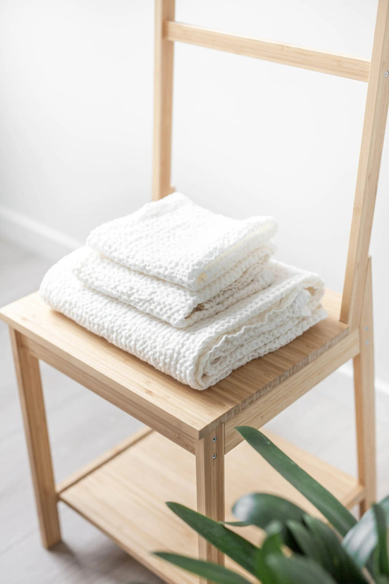 Premium Linen Waffle Bath Towel Set of 3 - Ultra Soft & Absorbent Quick-Dry Towels for Spa, Bathroom & Luxury Home Use