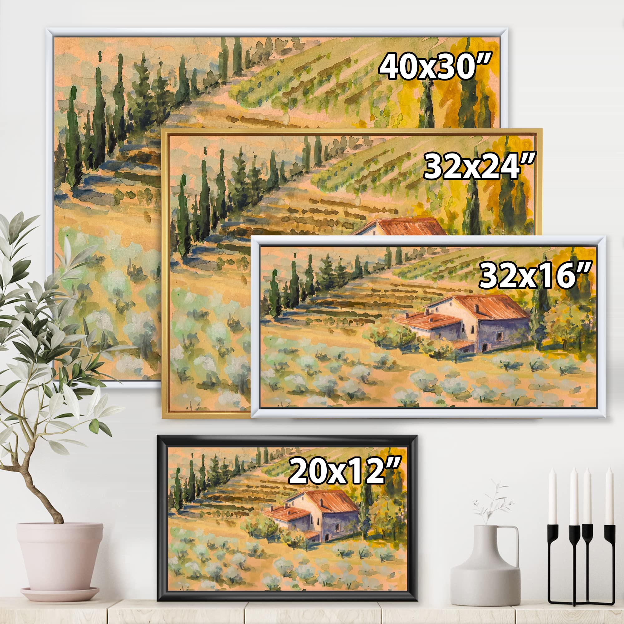 DesignQ Little Farm In Countryside - Rustic Country Framed Canvas Wall Art Print for Living Room, Bedroom & Farmhouse Decor
