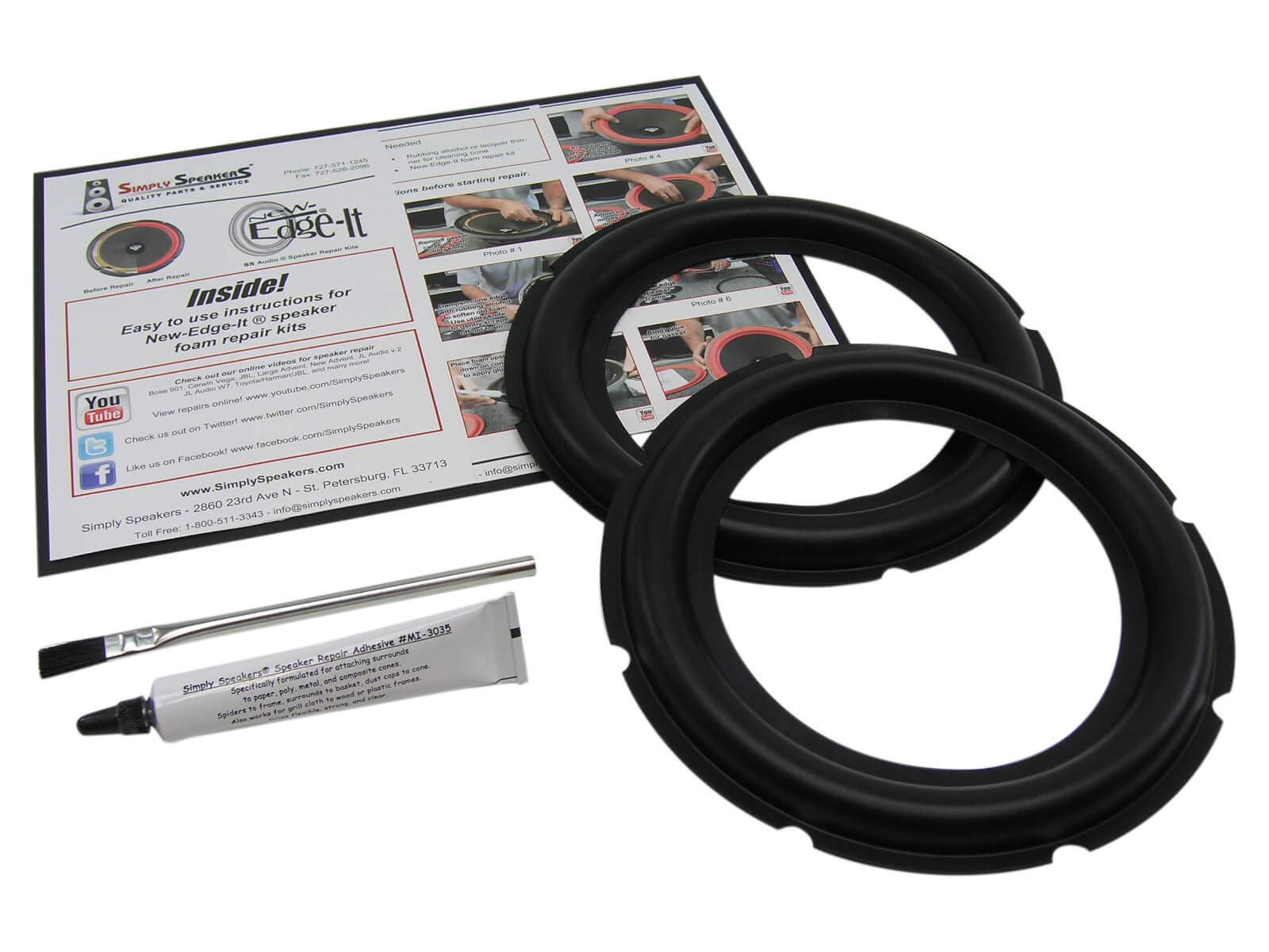 Rubber Edge 8 Inch Speaker Repair Kit Wide ROLL RSK-8AW (Pair) - Perfect for Home Audio and Car Speaker Restoration