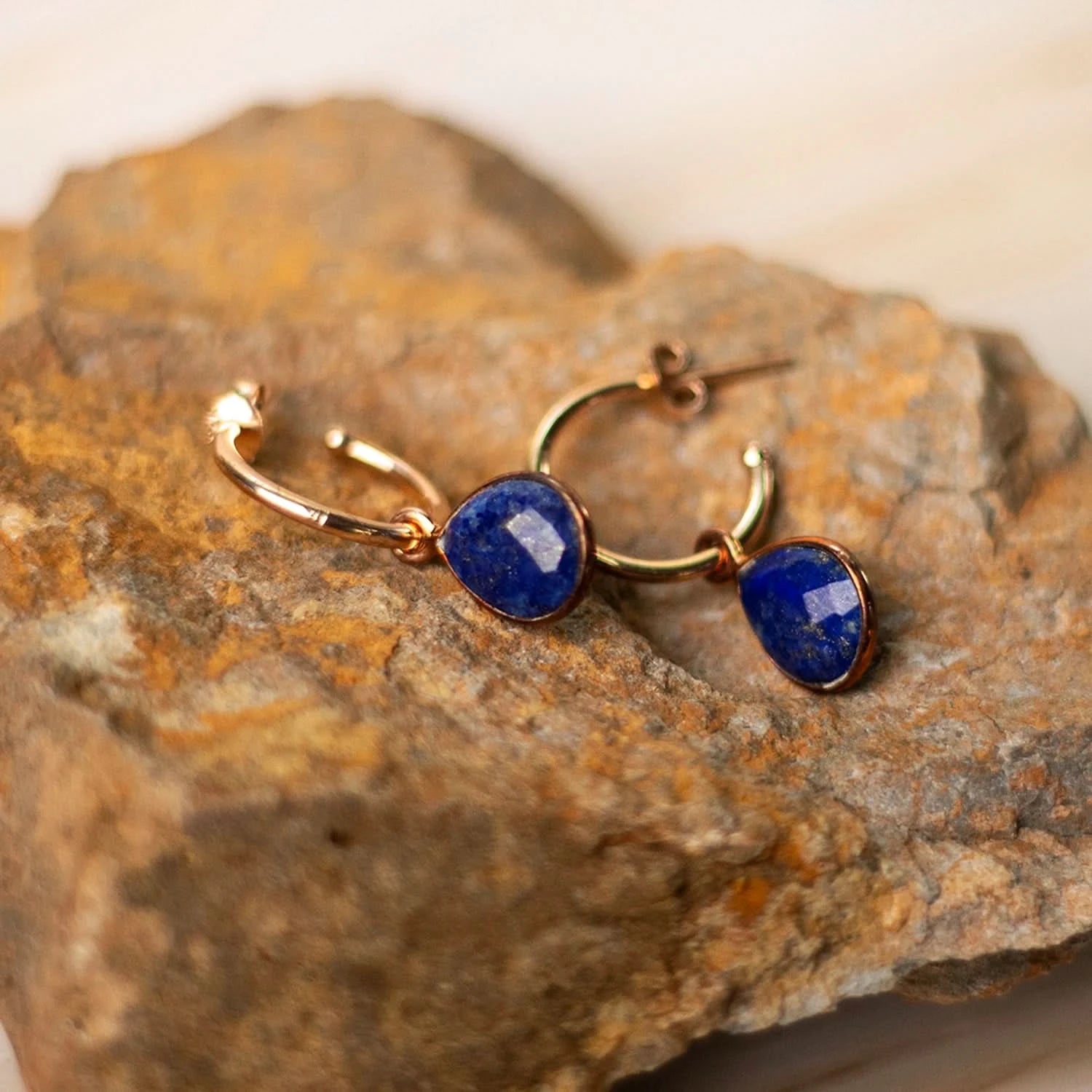 Lapis Lazuli Drop Hoop Earrings - 14K Gold Plated September Birthstone Jewelry for Women | Perfect Gift for Birthday, Anniversary & Special Occasions