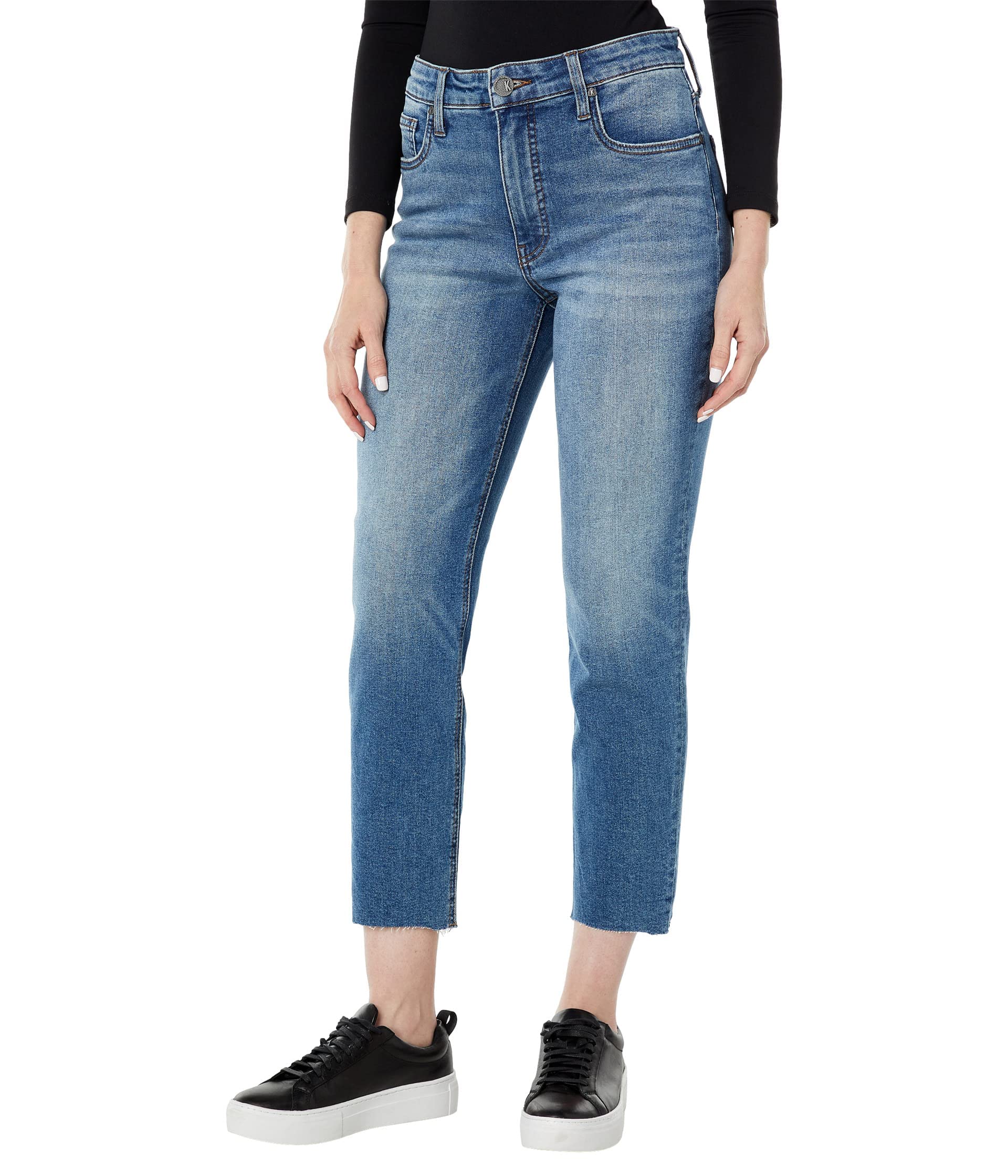 KUT from the Kloth Rachael High-Rise Fabric AB Mom Jeans with Raw Hem - Size 0-26 | Perfect Fit for Casual Outfits & Everyday Wear