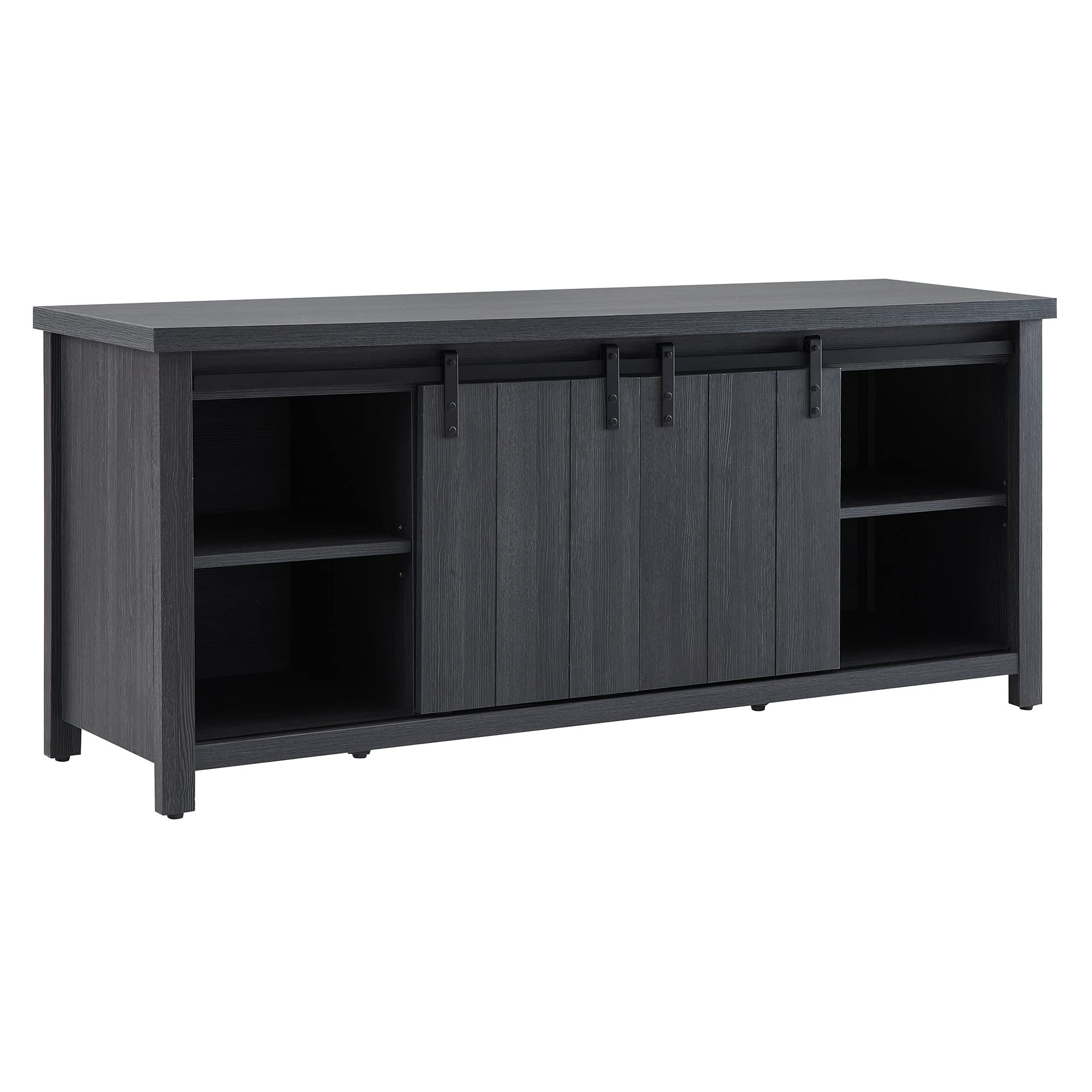 Deacon 65 Inch TV Stand - Modern Rectangular Entertainment Center with Storage Shelves for Living Room, Bedroom - Charcoal Gray Finish