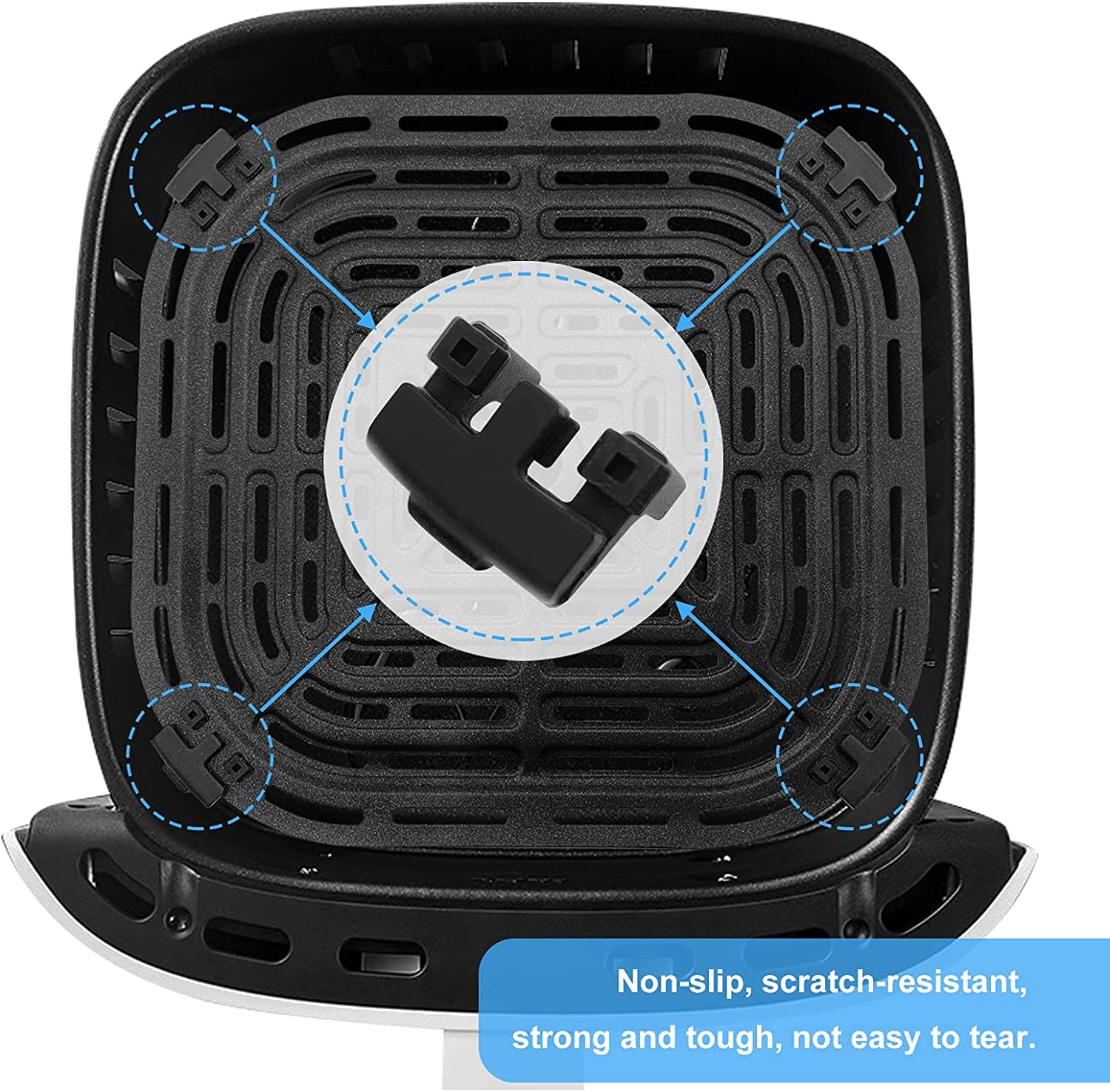 4PCS Premium Rubber Feet for Bella Pro Series & Dreo COSORI Air Fryers - Non-Slip Silicone Bumpers for Air Fryer Trays, Grill Pans & Plates | Prevents Scratches & Noise on Countertops