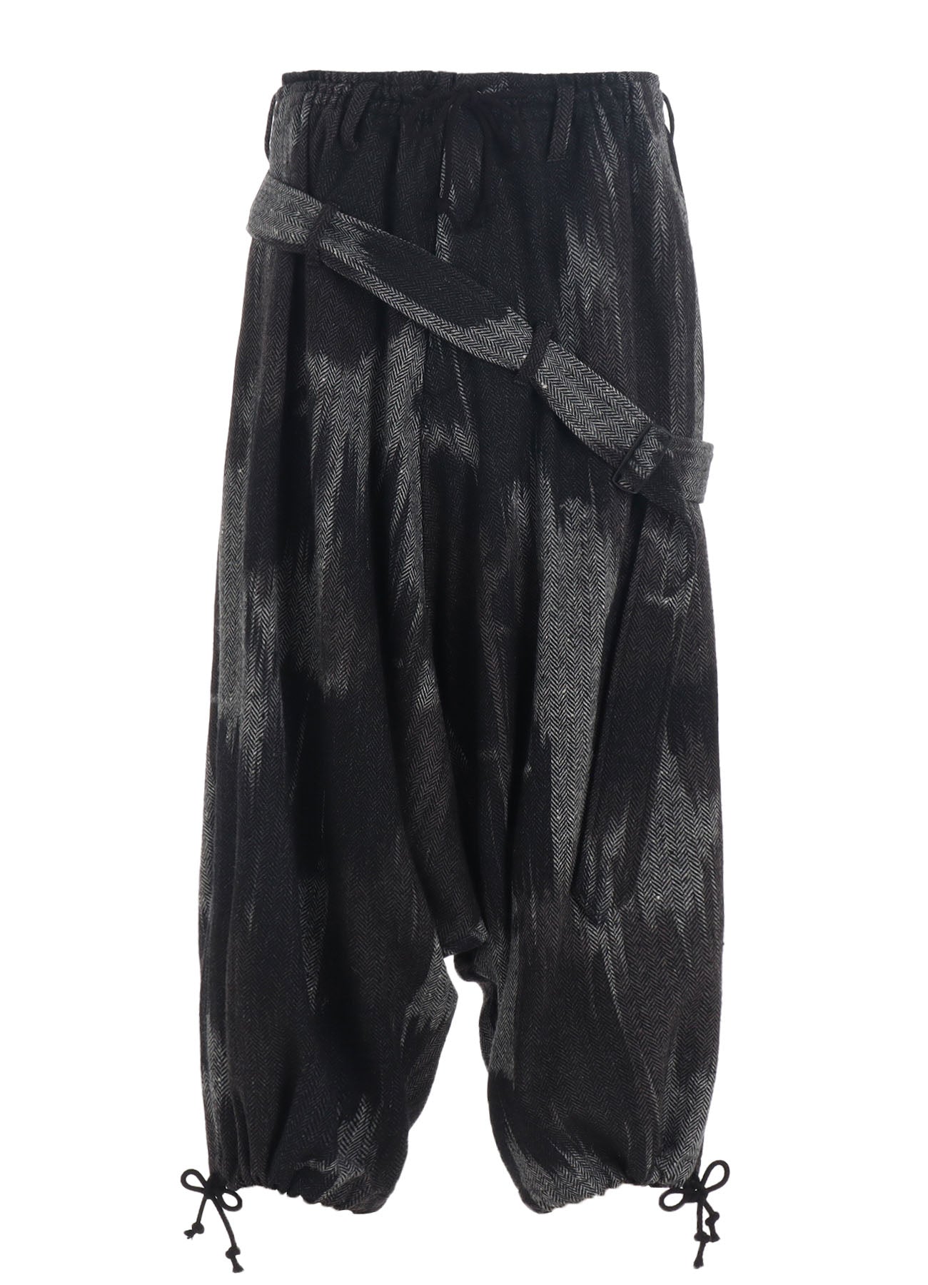 Camouflage Tweed Belted Balloon Sarouel Pants - Stylish High-Waisted Wide Leg Trousers for Women, Boho Chic Streetwear & Casual Outfits | Perfect for Parties, Dates & Everyday Wear