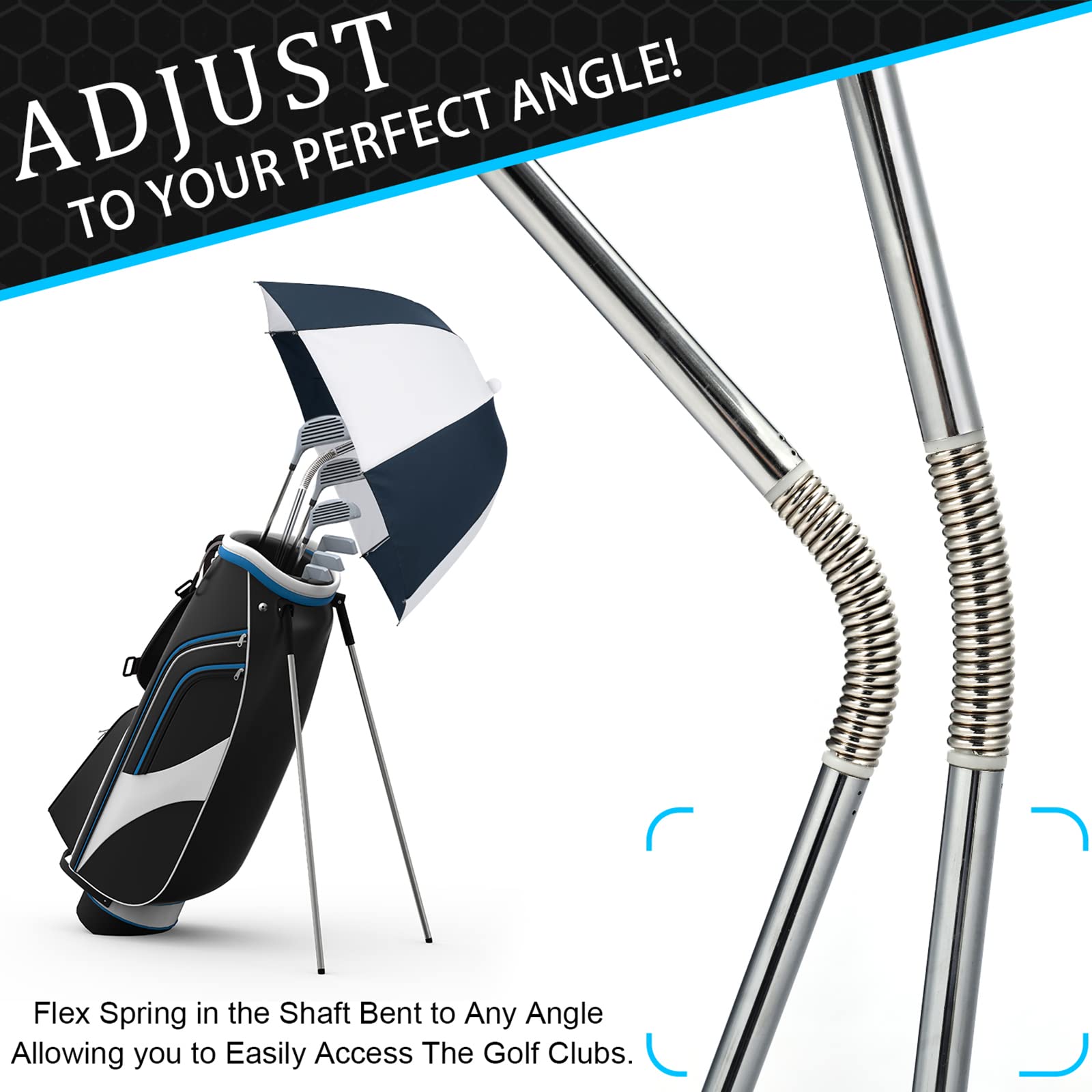 G4Free Golf Umbrella with Flex Technology - Waterproof Windproof Golf Club Protection Umbrella for Rain & Sun - Perfect for Golfers, Outdoor Sports & Travel