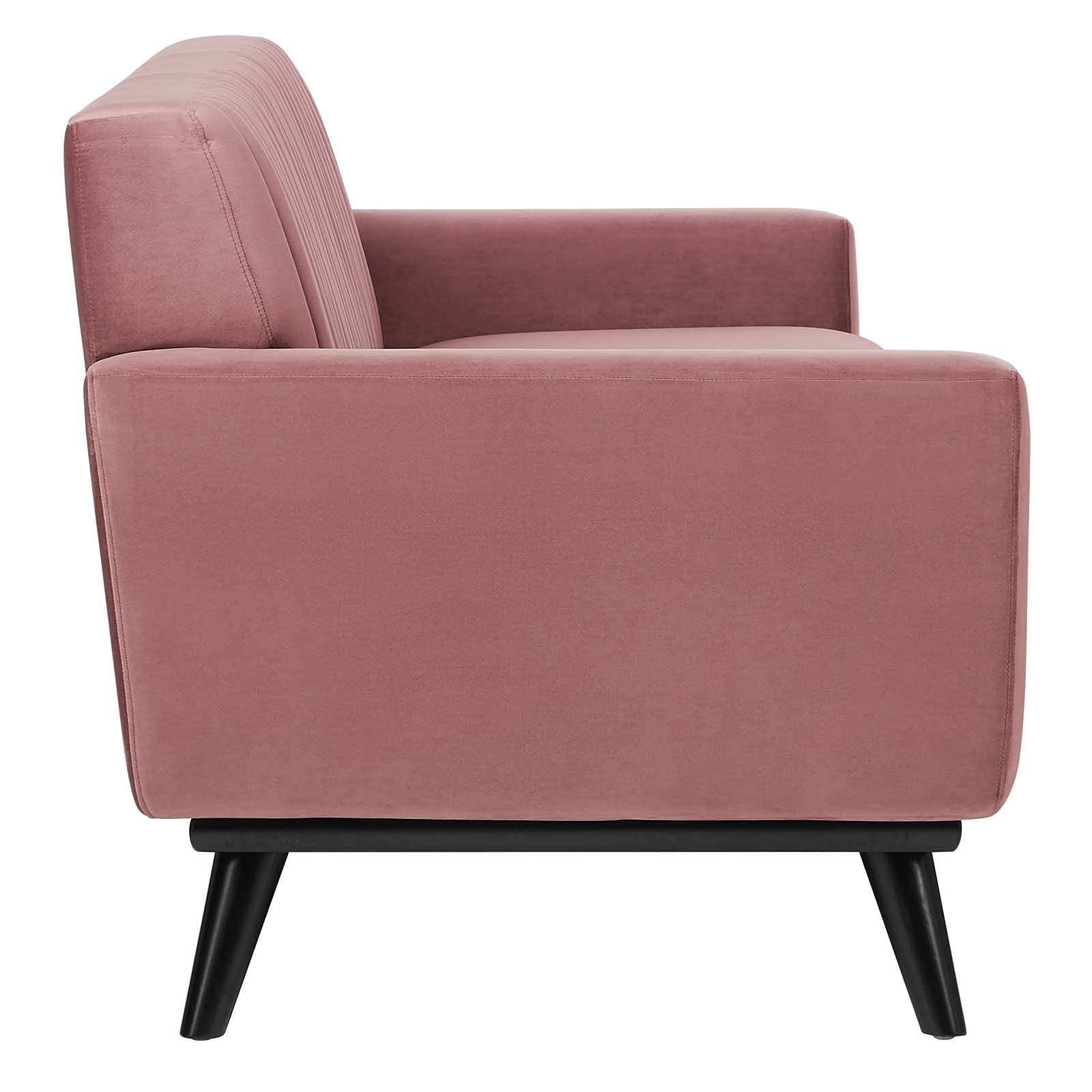 Modway Engage Channel Tufted Performance Velvet Sofa in Dusty Rose - Luxurious Mid-Century Modern Living Room Furniture for Small Spaces & Apartments