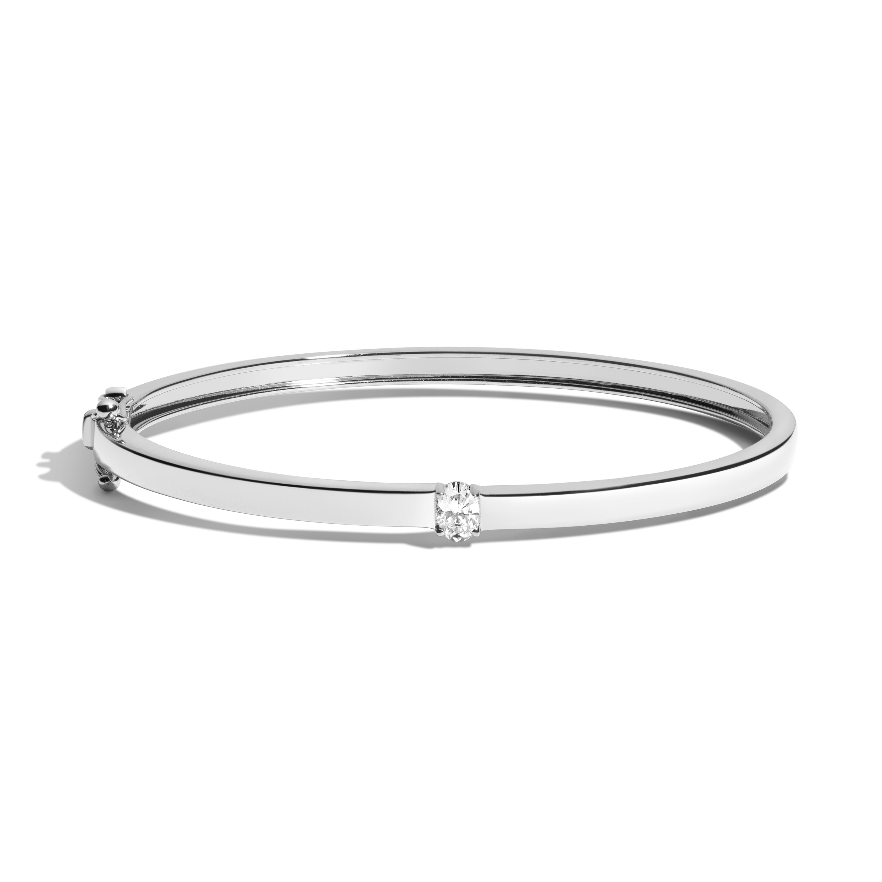 Exquisite Diamond Oval Bangle Bracelet - 14K Gold Plated Elegant Jewelry for Women | Perfect for Weddings, Anniversaries & Special Occasions