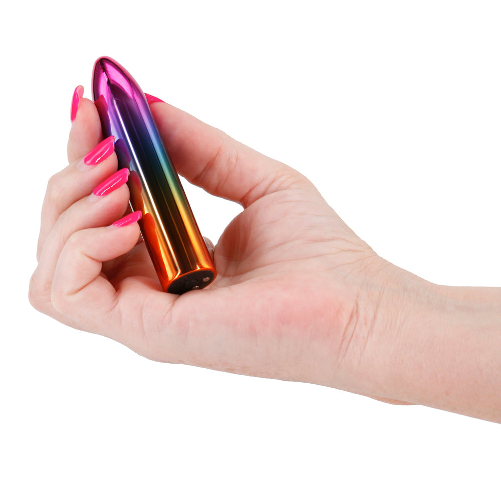 Chroma Rechargeable Tapered Metallic Mini Vibrator - Medium Size Personal Massager for Women, Perfect for Stress Relief & Intimate Moments at Home or Travel