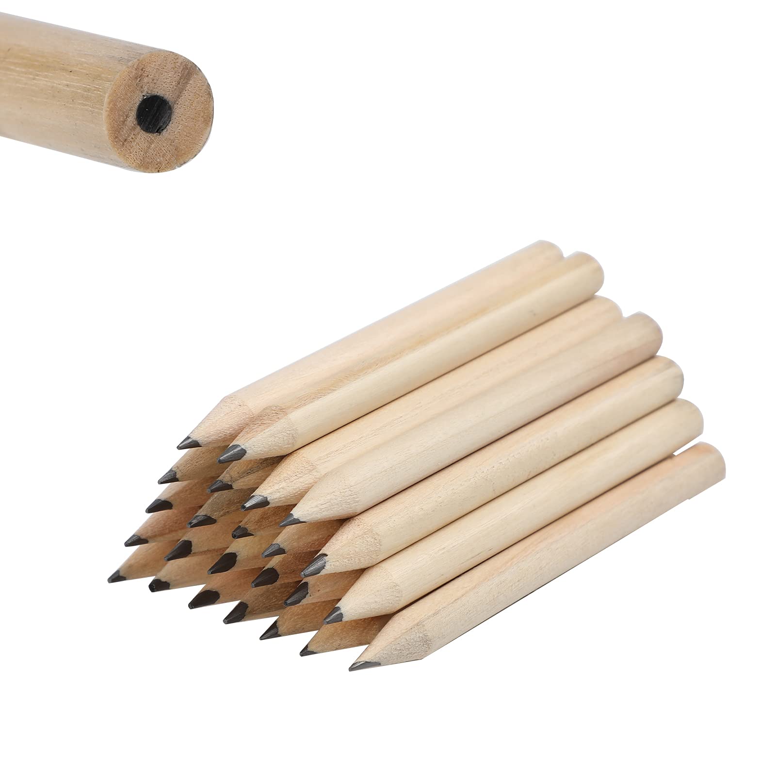 LUTER 24-Pack Short Round Wooden Pencils - Mini Pencils for Kids, Preschoolers & Kindergarten - Bulk School & Home Supplies for Writing, Drawing & Coloring Activities
