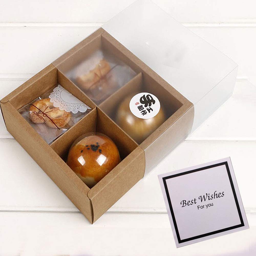 15 Pack Brown Kraft Cupcake Boxes with Inserts & Display Windows - 4 Lattice Baking Containers for Pastries, Cookies & Treats | Perfect for Birthday Parties, Wedding Favors & Gift Packaging