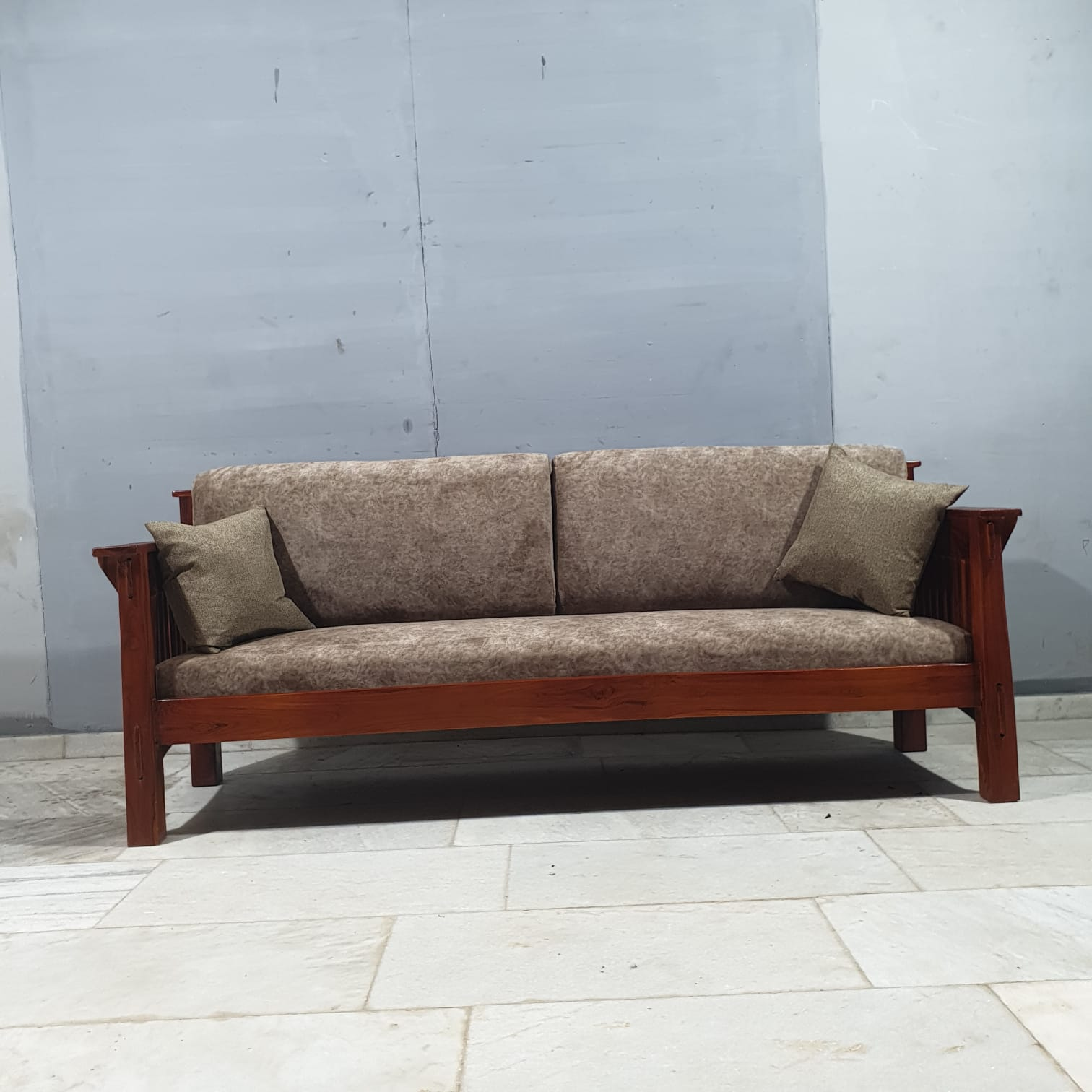 Handmade Carved Indian Teak Wood 5-Piece Sofa Set - Luxury Living Room Furniture for Home Decor & Interior Design