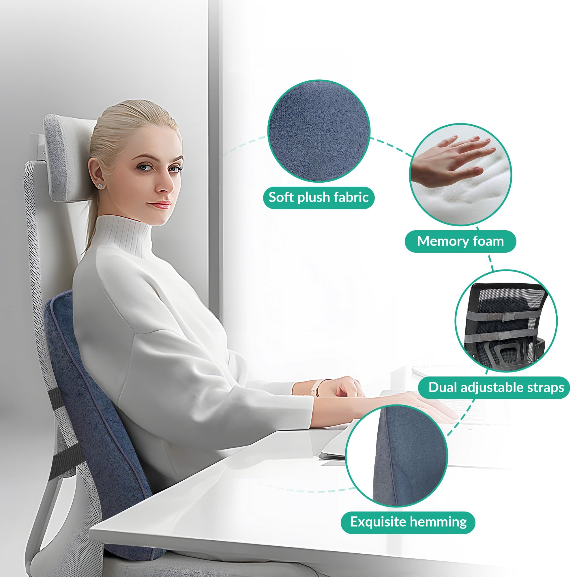 Snailax Heated Lumbar Support Pillow with Vibration - 3 Heat Levels & 3 Massage Modes - Office Chair & Car Back Support Cushion - Lower Back Pain Relief - Perfect for Work, Driving & Relaxation at Home