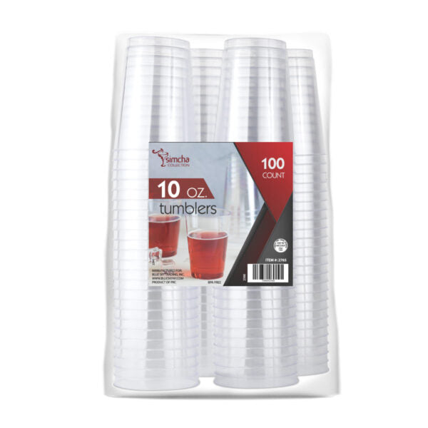 10 oz. Clear Round Plastic Tumblers - 100 Pack Bulk Disposable Cups for Parties, Events, and Restaurants - Durable BPA-Free Drinkware for Smoothies, Cocktails, and Beverages