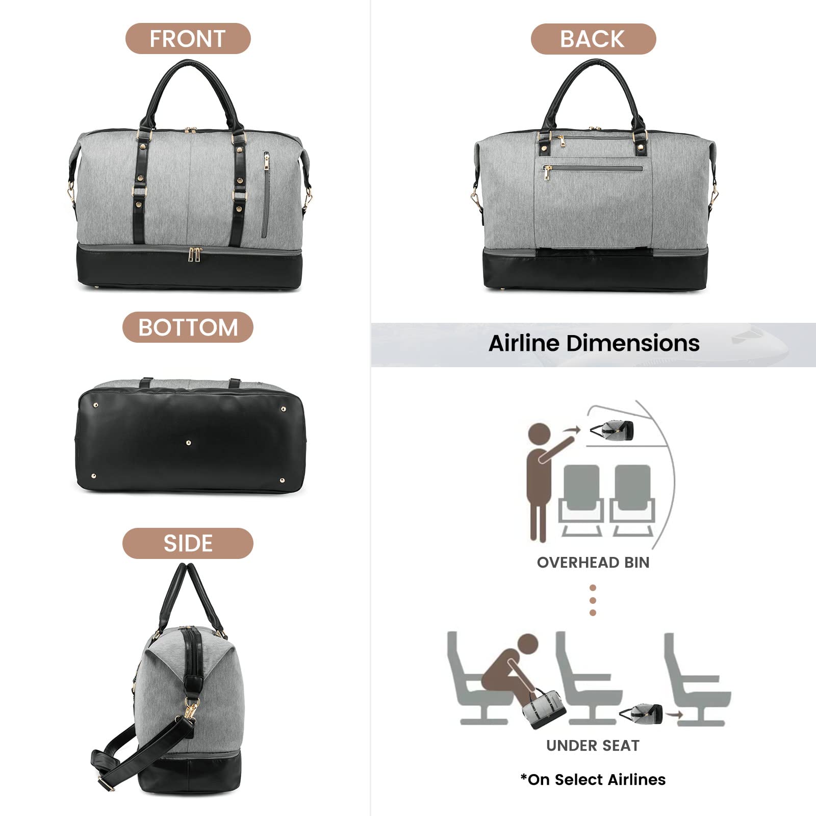 Stylish Canvas Weekender Bag for Women - Large Travel Duffle with Shoe Compartment & Toiletry Pouch | Perfect Carry-On Gym Bag, Overnight Trip, Hospital Visit & Labor Delivery | Versatile for Weekend Getaways, Workouts & Maternity Needs