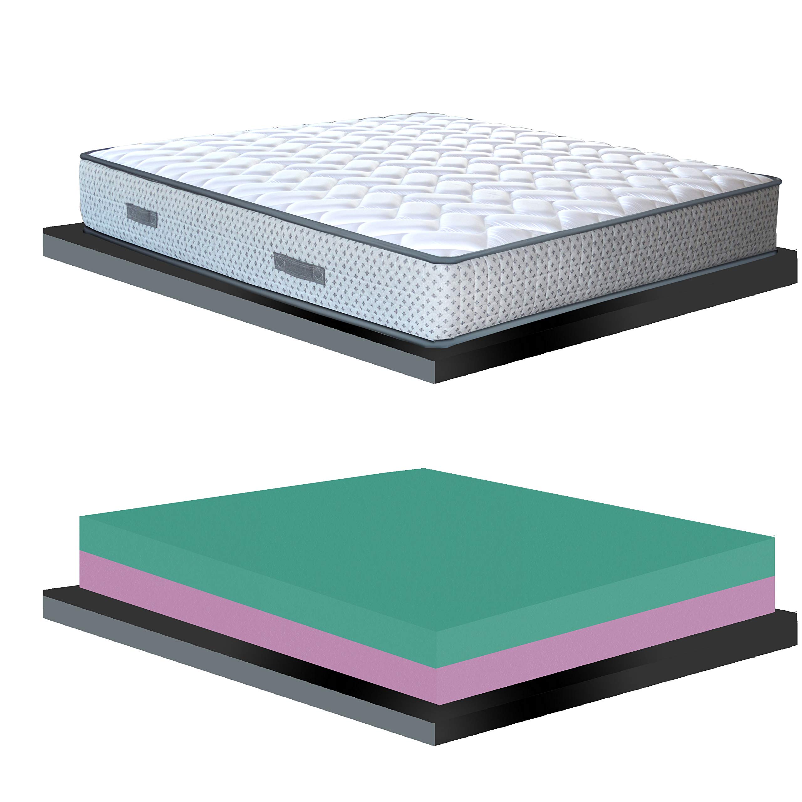 24cm Orthopedic Mattress with 6cm Memory Foam, AirPur Rigid Base & Hypoallergenic Fabric - Queen Size 155x195cm - Ideal for Back Pain Relief & Allergy Sufferers, Perfect for Bedroom or Guest Room